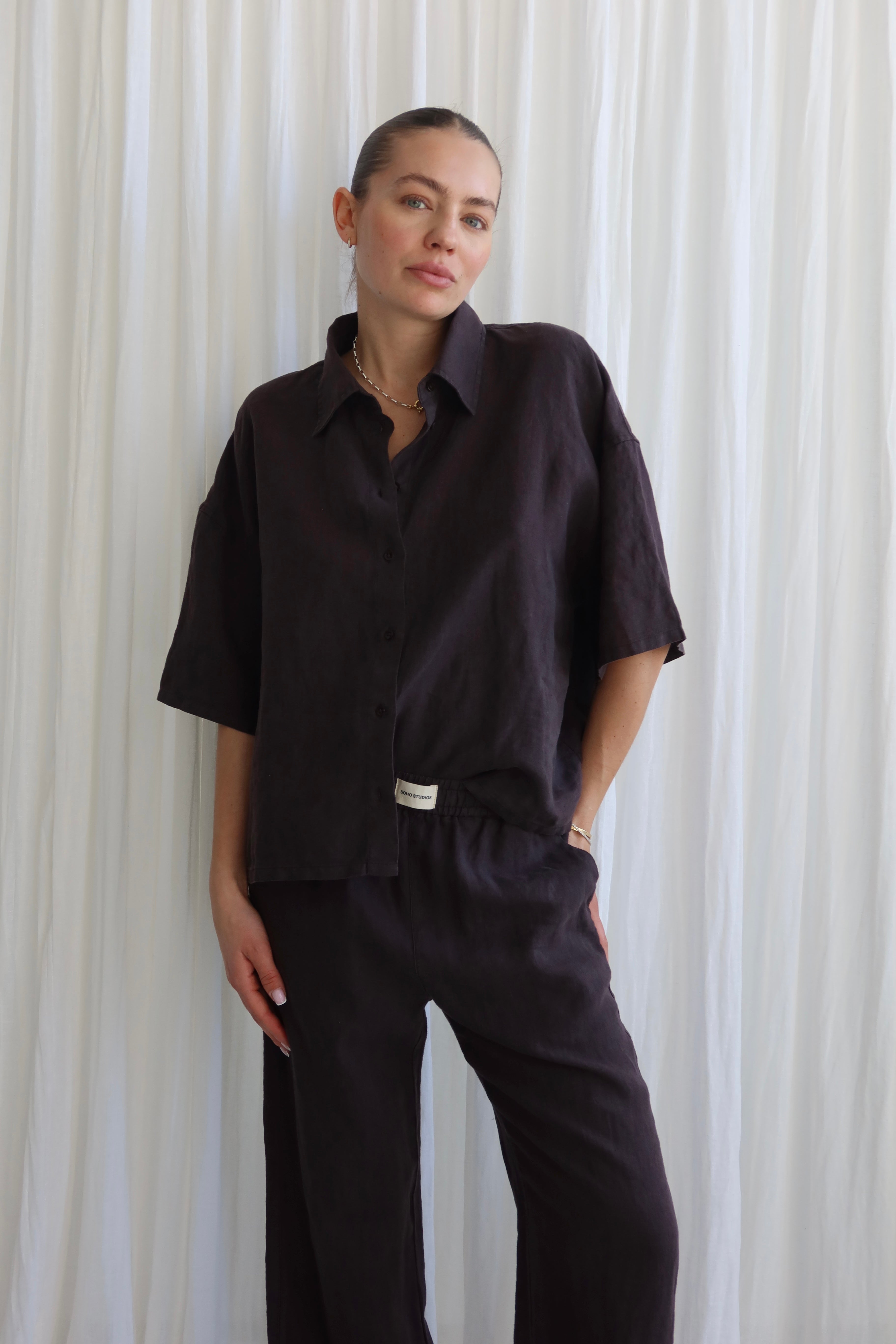 SOHO STUDIOS SIENNA LINEN PANTS raw chocolate