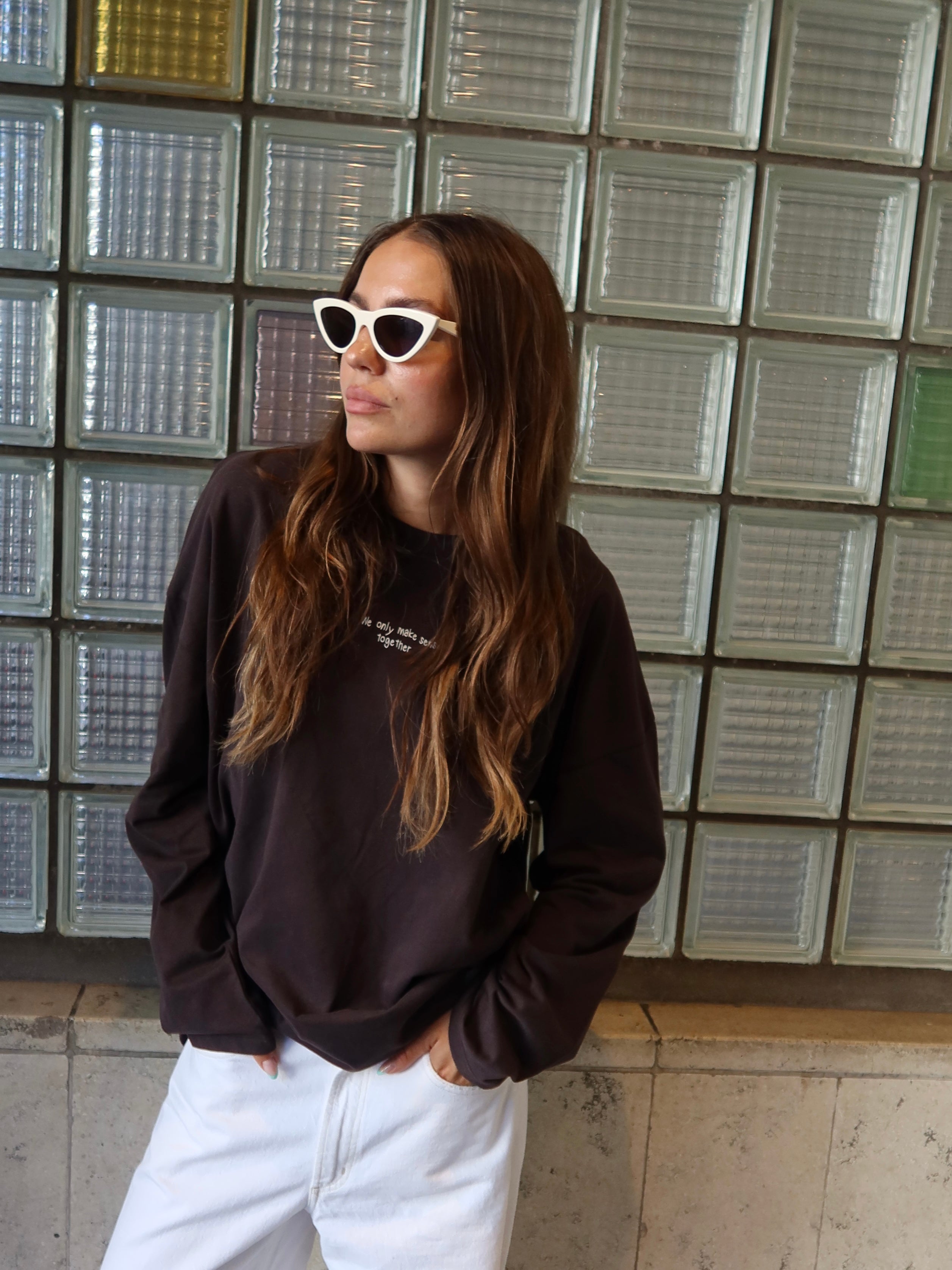 MAKE SENSE TOGETHER LONGSLEEVE COFFEE BEAN I OFFWHITE