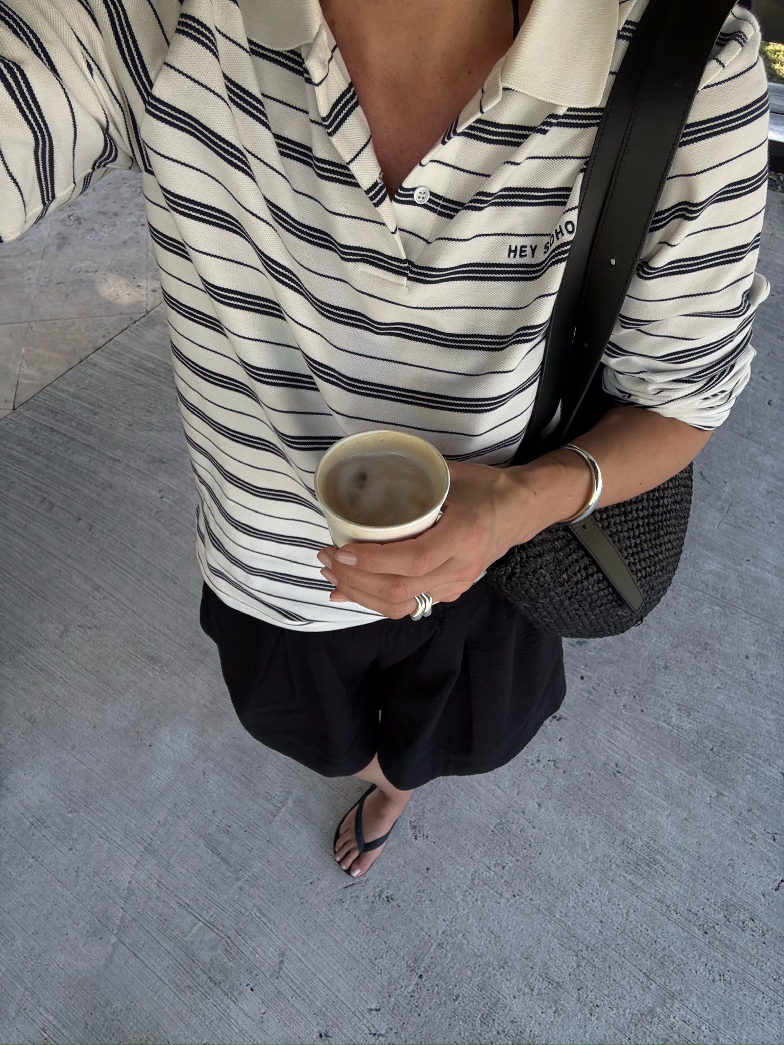 HEY SOHO LONGSLEEVE POLO navy white striped