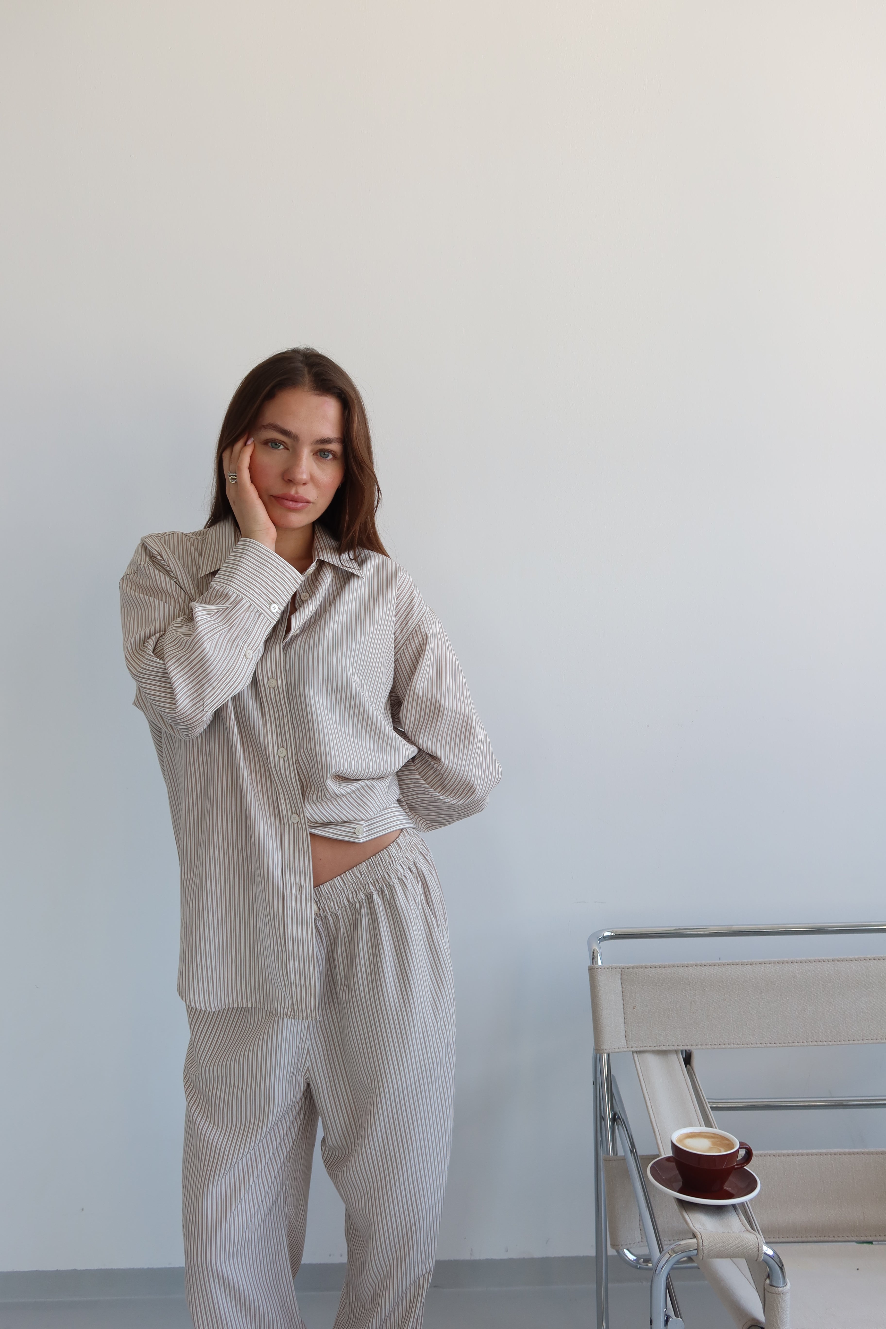 SOHO STUDIOS ELENA BLOUSE BEIGE STRIPE