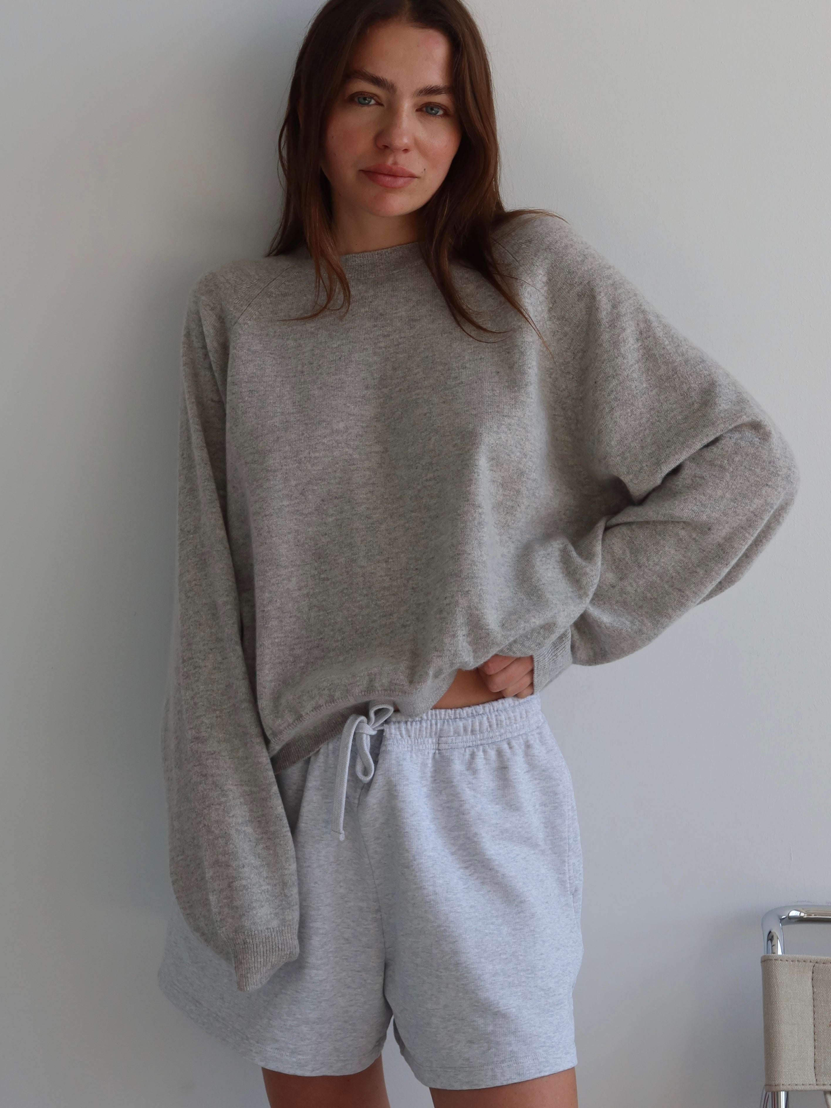 LOVE YOURSELF SHORTS light grey melange
