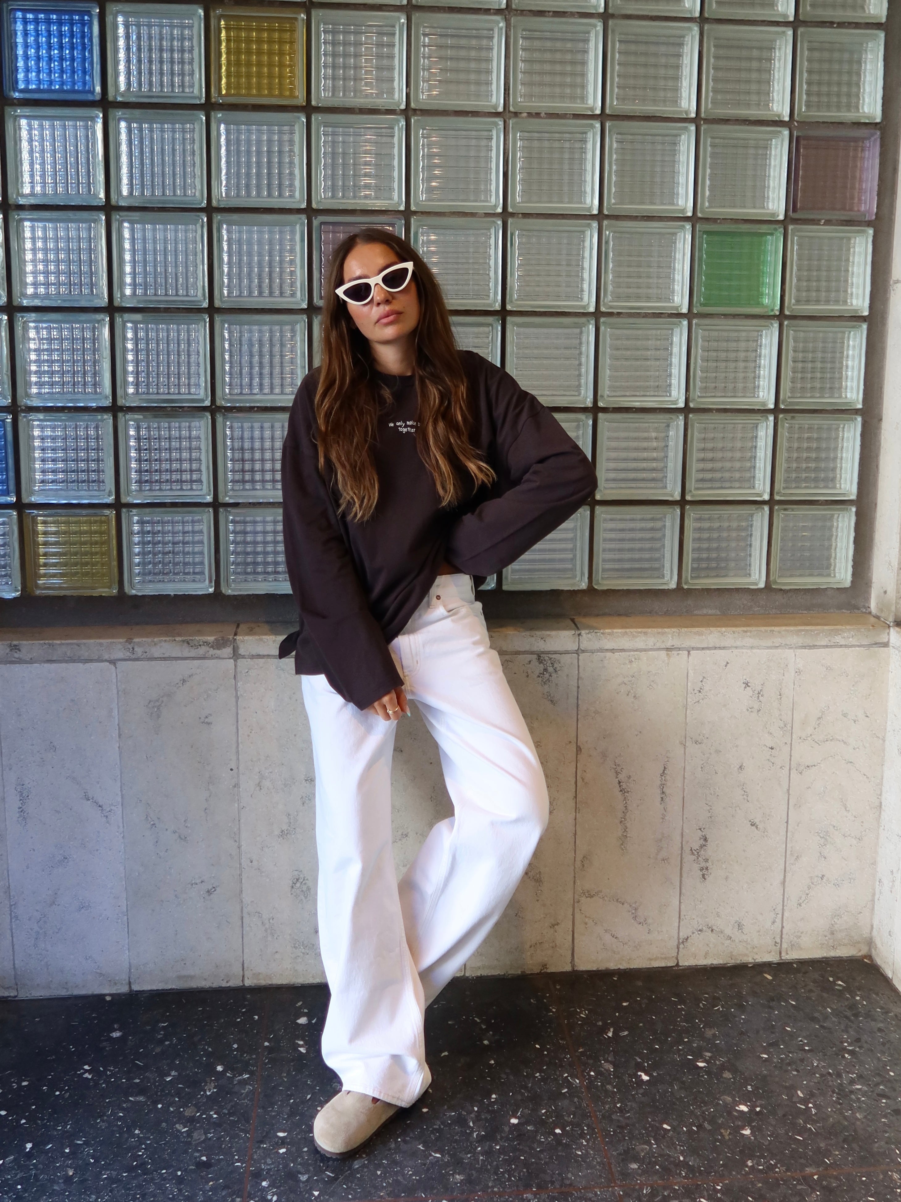 MAKE SENSE TOGETHER LONGSLEEVE COFFEE BEAN I OFFWHITE