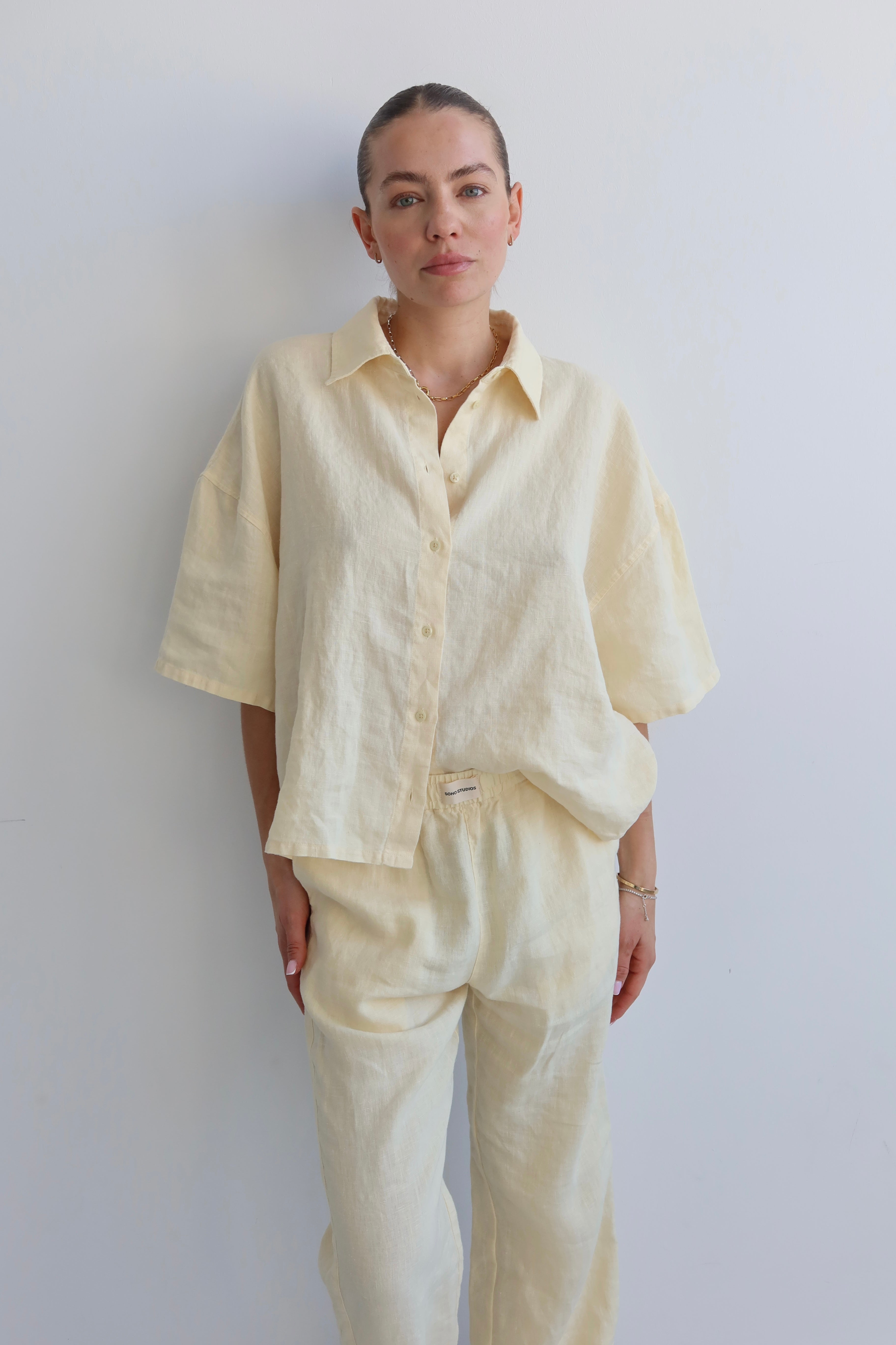 SOHO STUDIOS SIENNA LINEN PANTS butter yellow