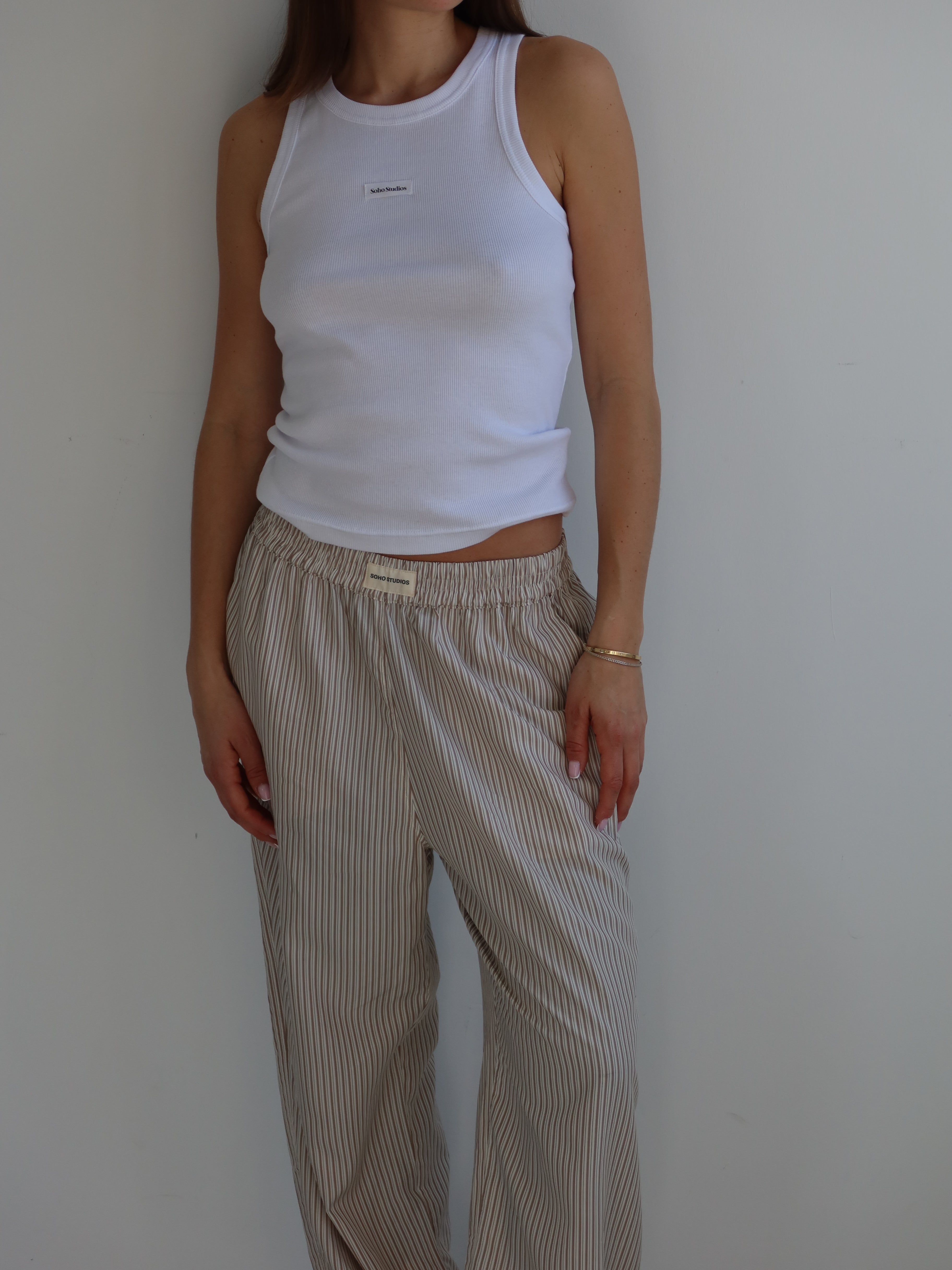 SOHO STUDIOS RODA PANTS BEIGE STRIPE
