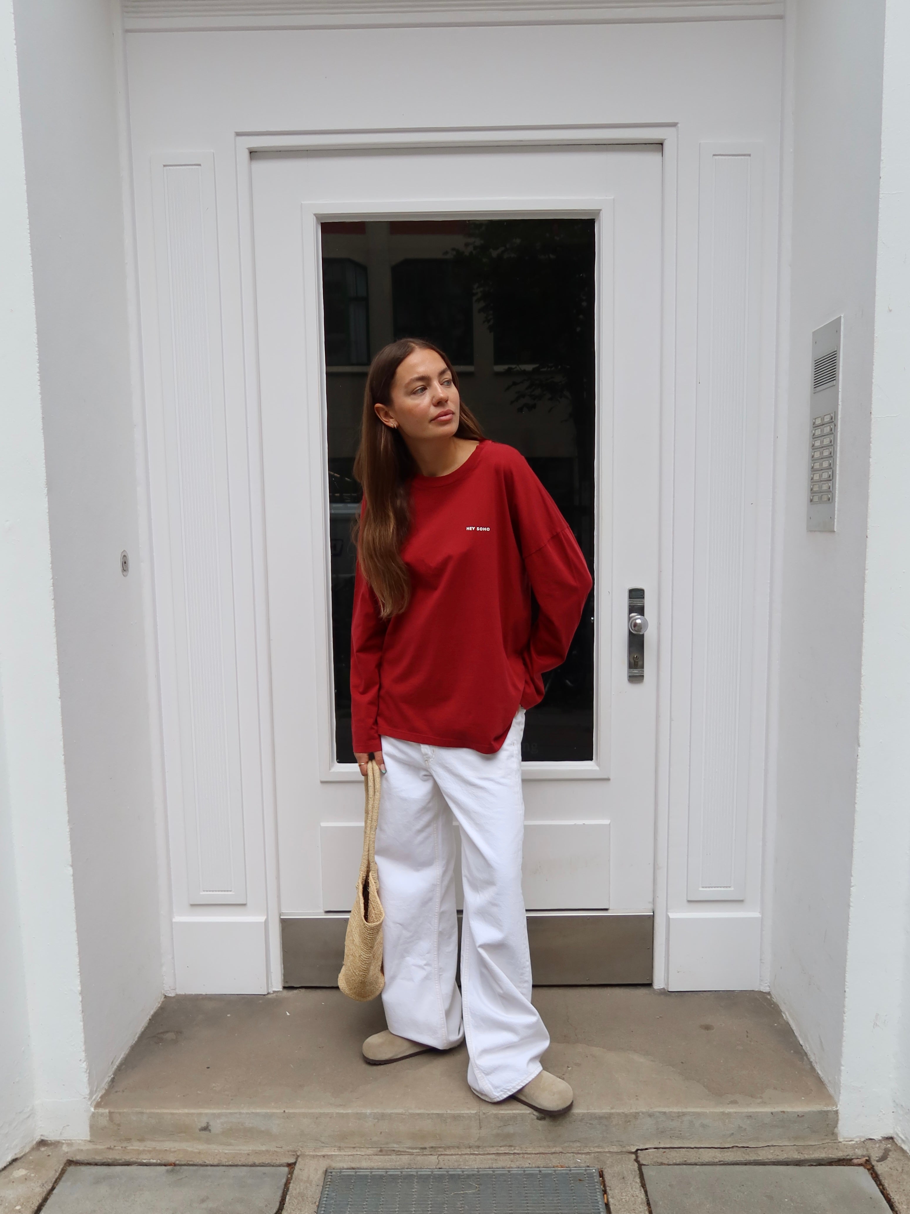 SMILEY LONGSLEEVE BURGUNDY I OFFWHITE