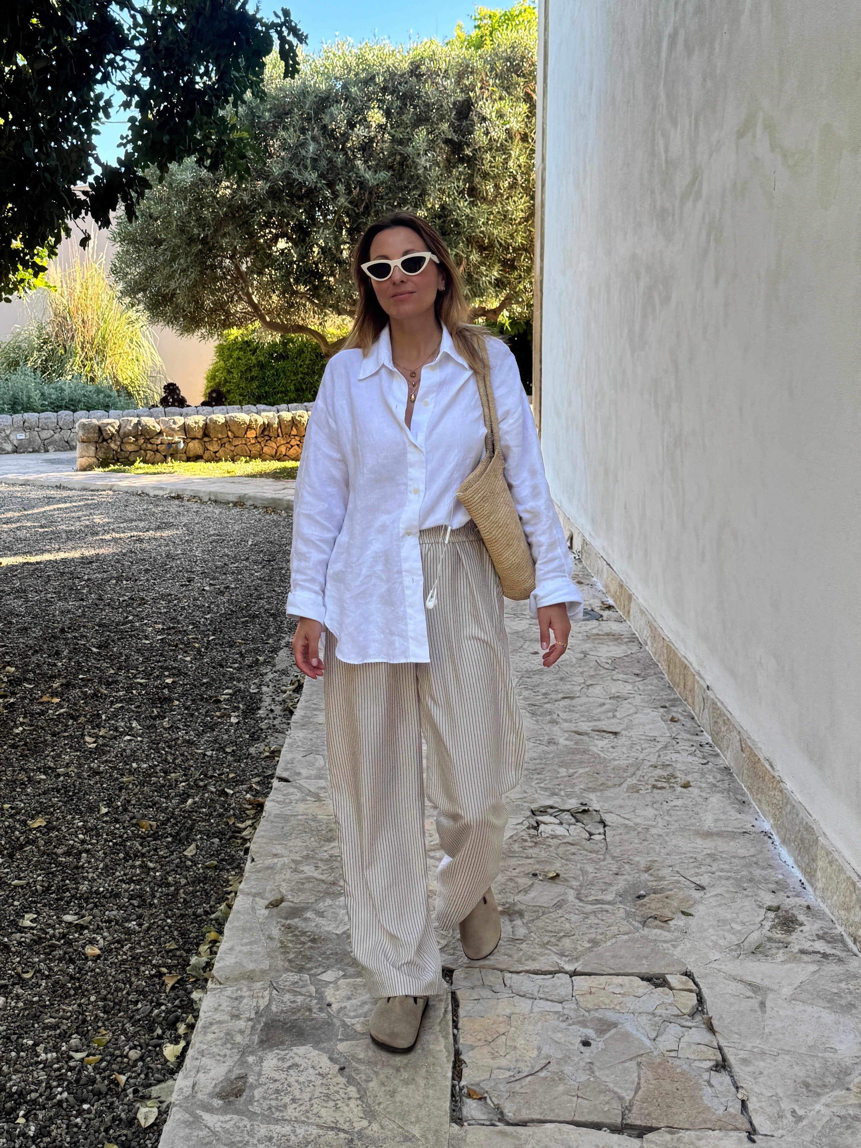 SOHO STUDIOS RODA PANTS BEIGE STRIPE