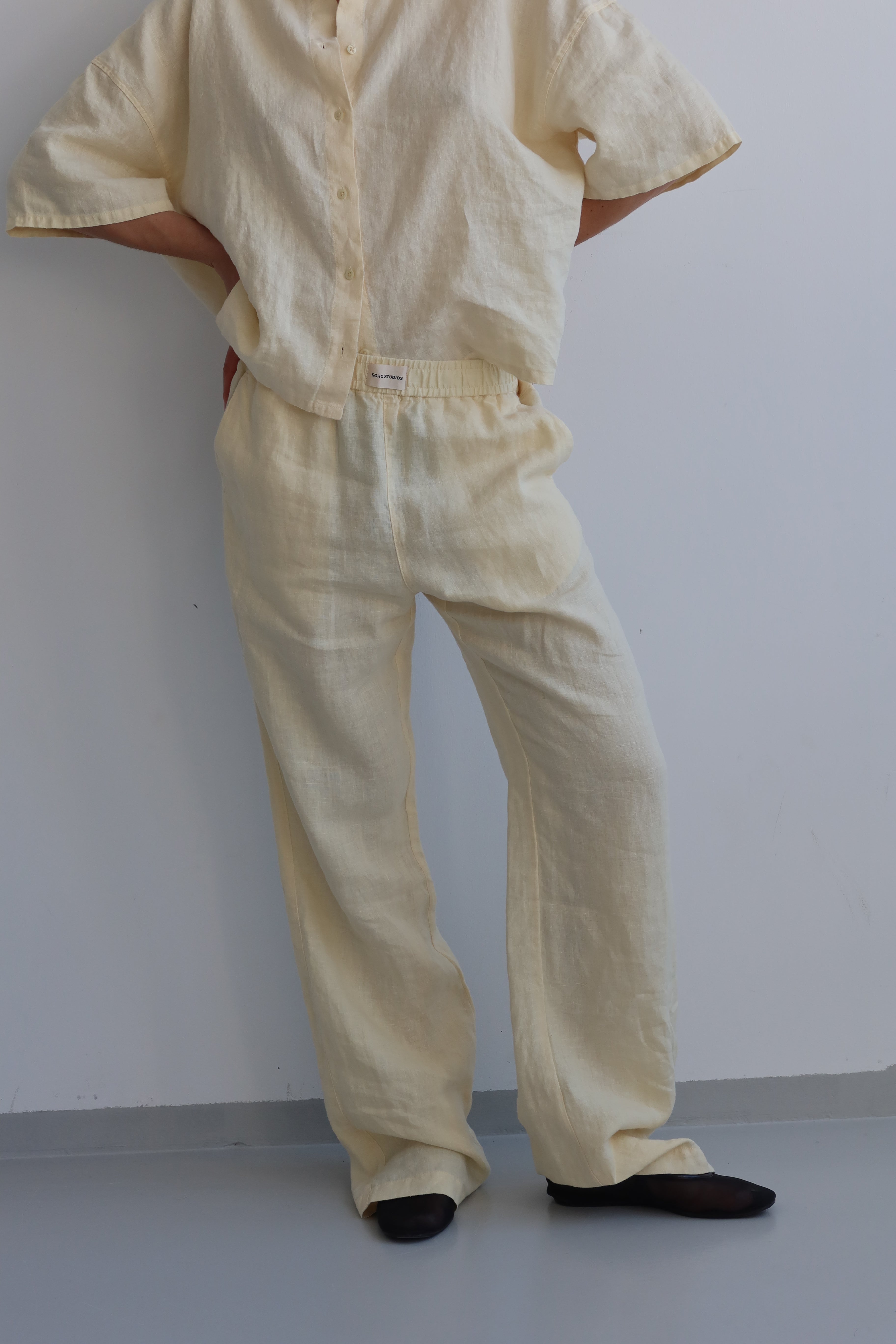 SOHO STUDIOS SIENNA LINEN PANTS butter yellow
