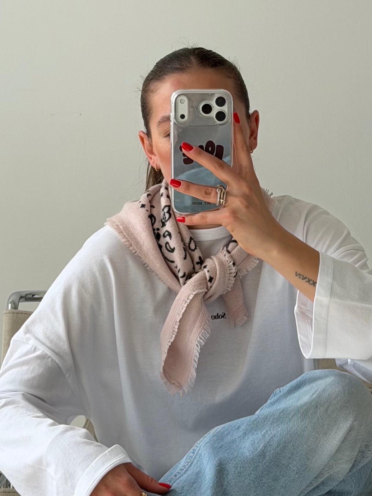 LARA SCARF LIGHT ROSE