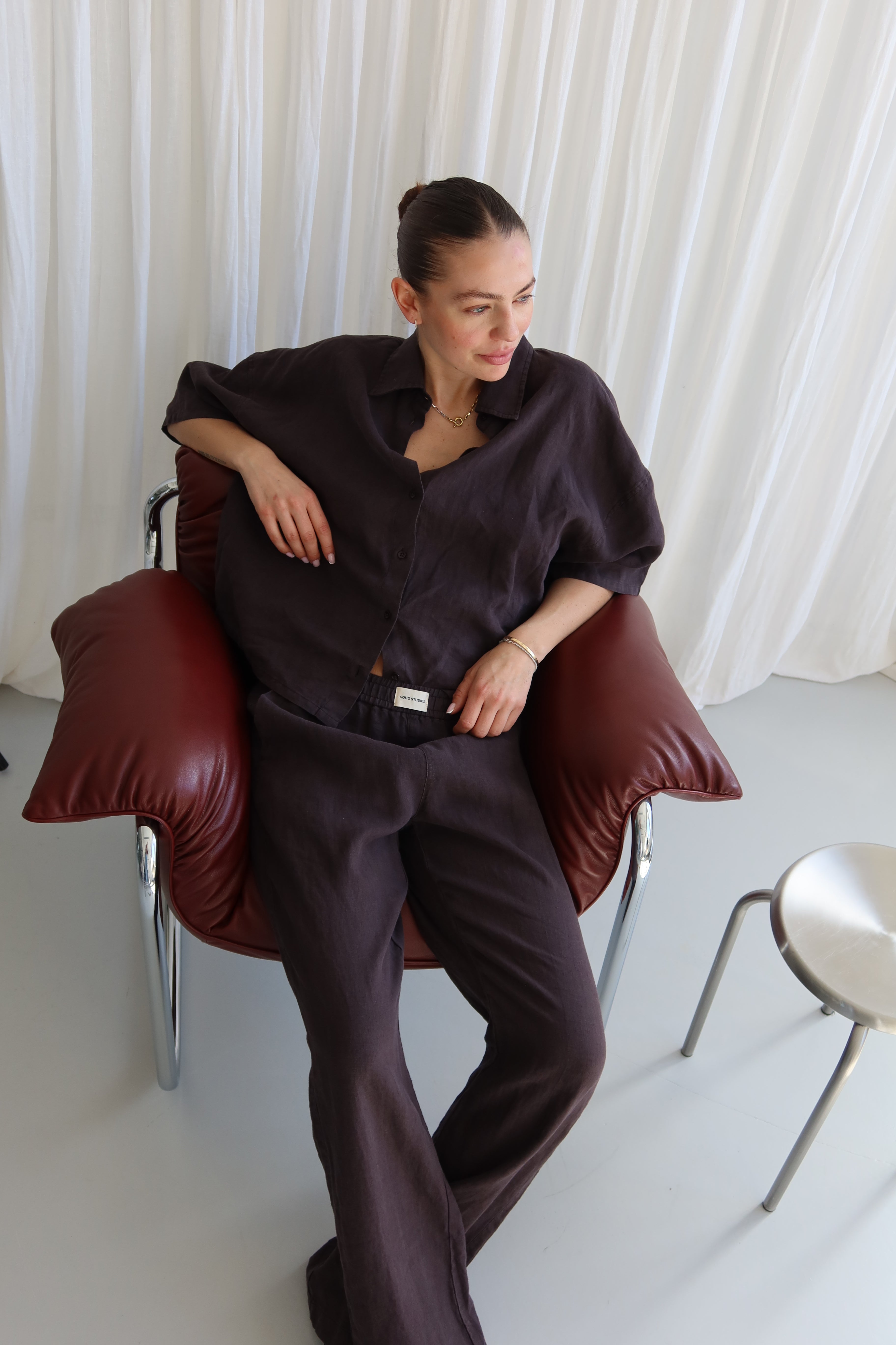 SOHO STUDIOS SIENNA LINEN PANTS raw chocolate