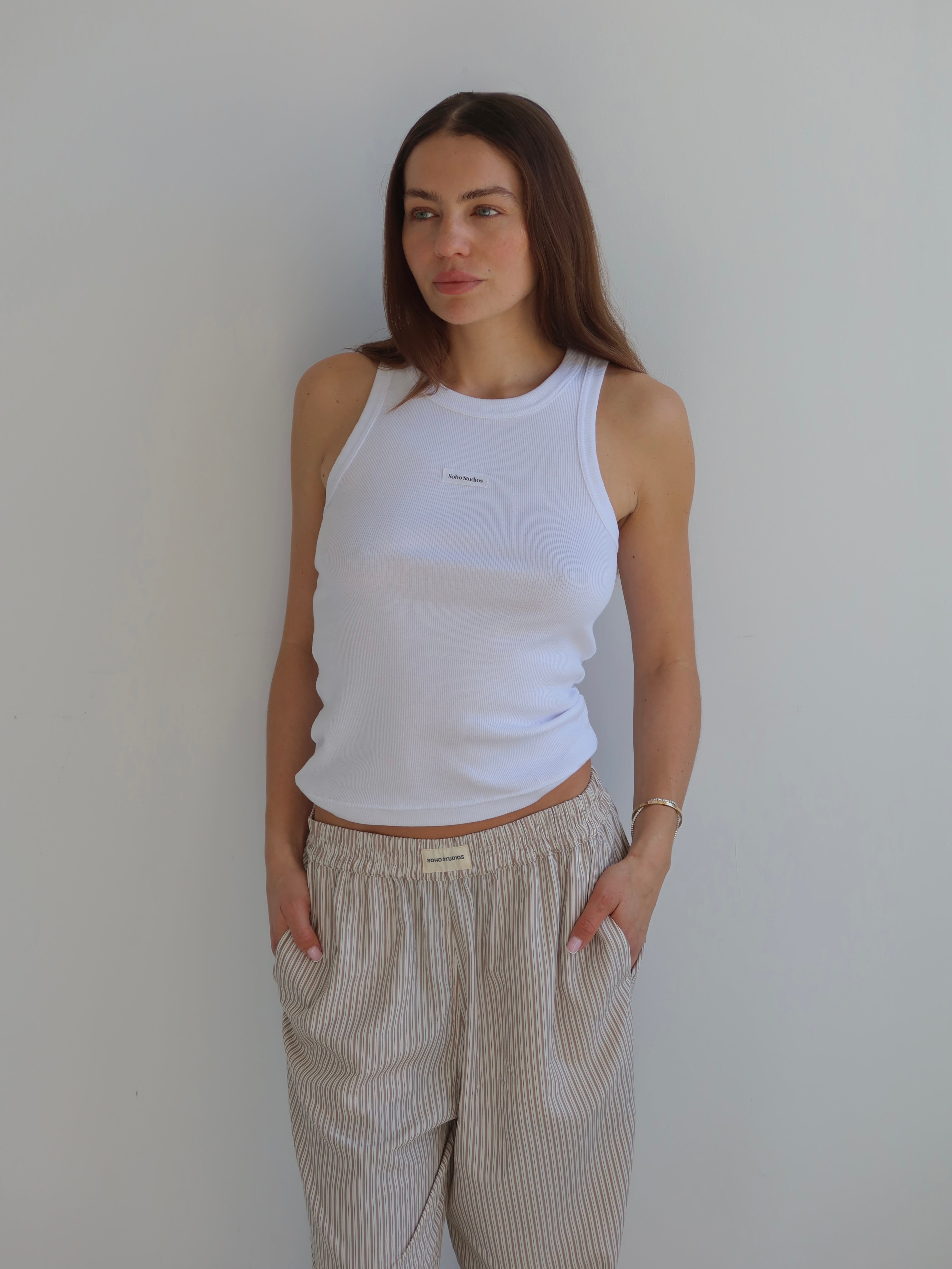 SOHO STUDIOS RODA PANTS BEIGE STRIPE