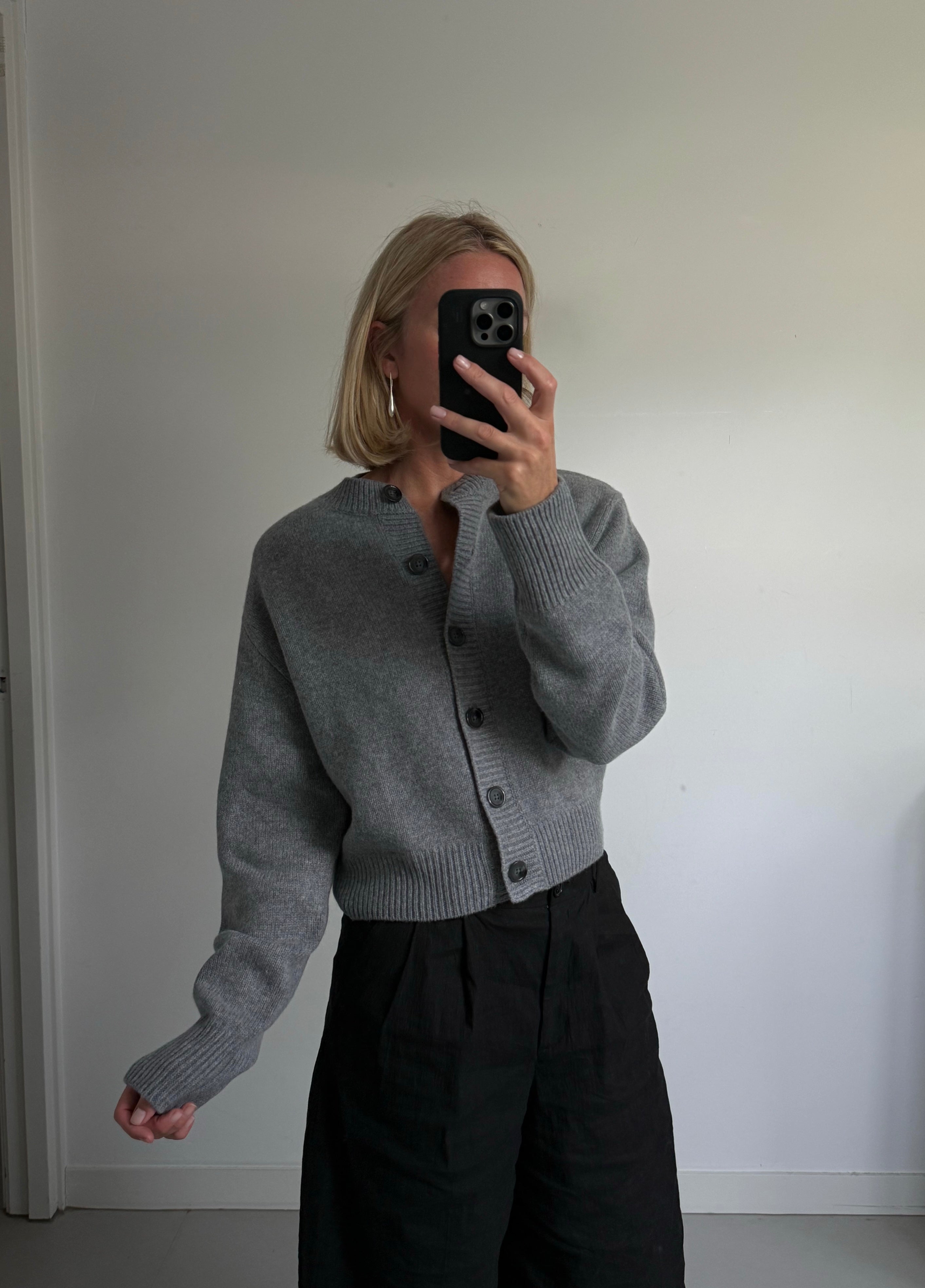 KATE CARDIGAN SHOULDER PADS grey melange