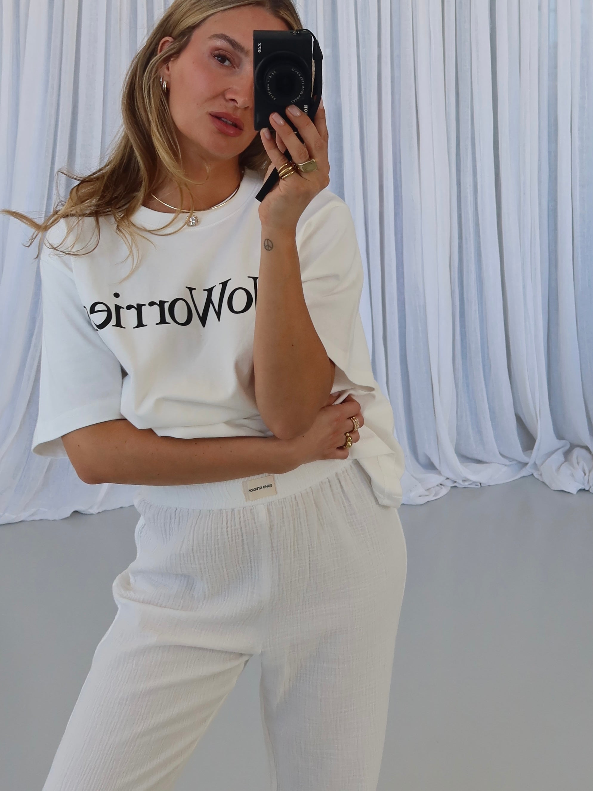 SIENNA MUSSELIN PANTS white