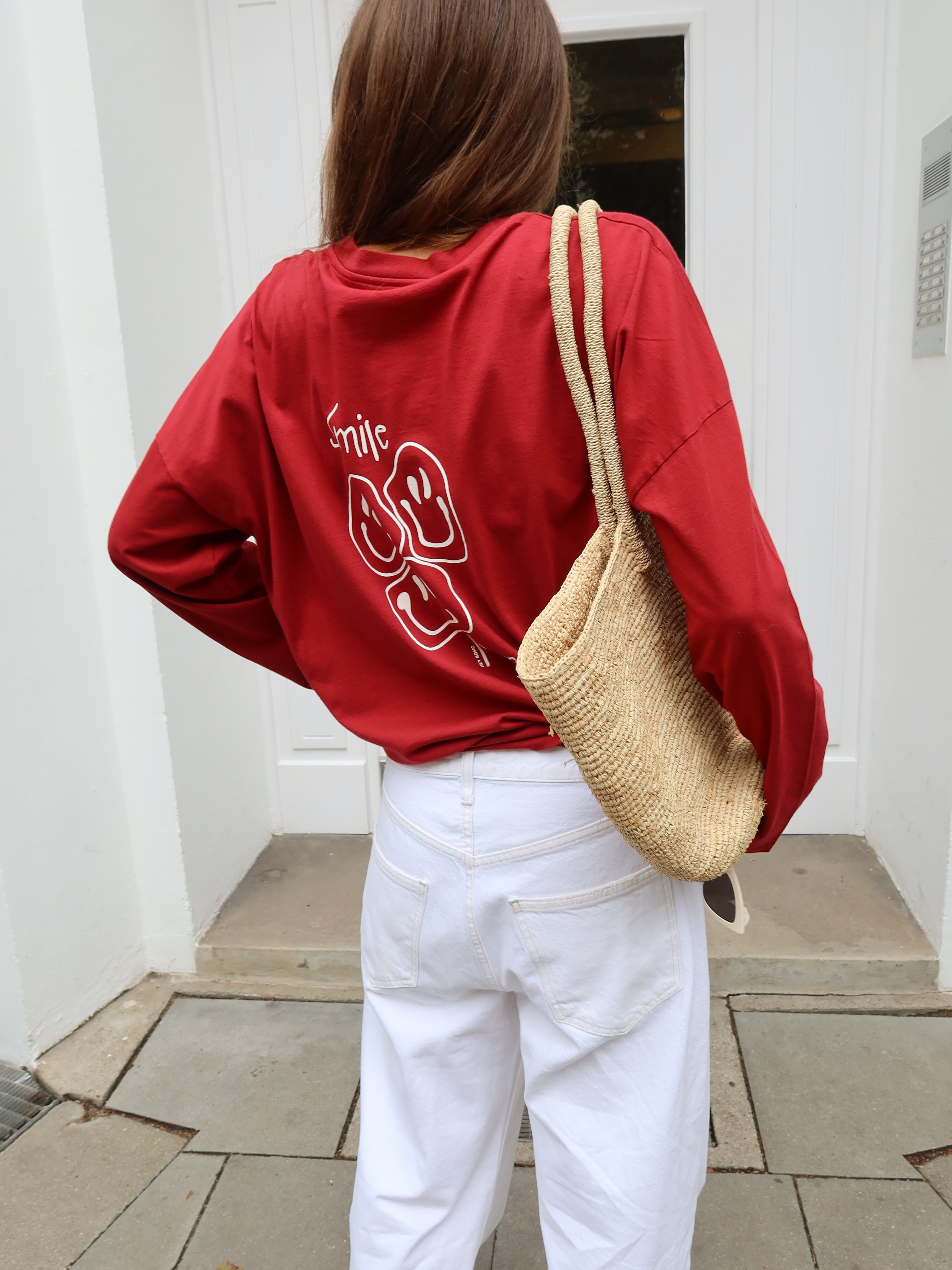 SMILEY LONGSLEEVE BURGUNDY I OFFWHITE