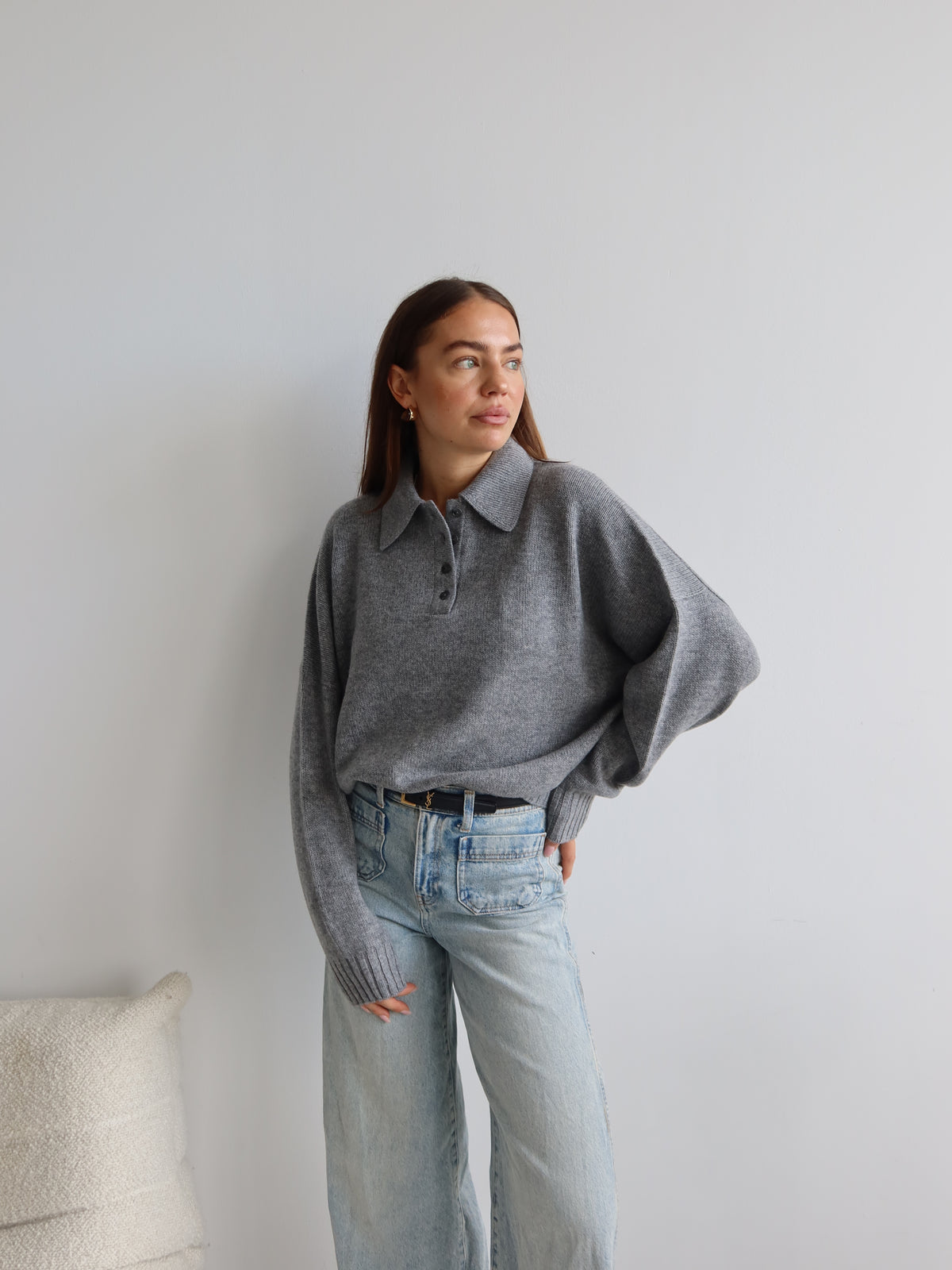 TAMY POLO SWEATSHIRT GREY MELANGE