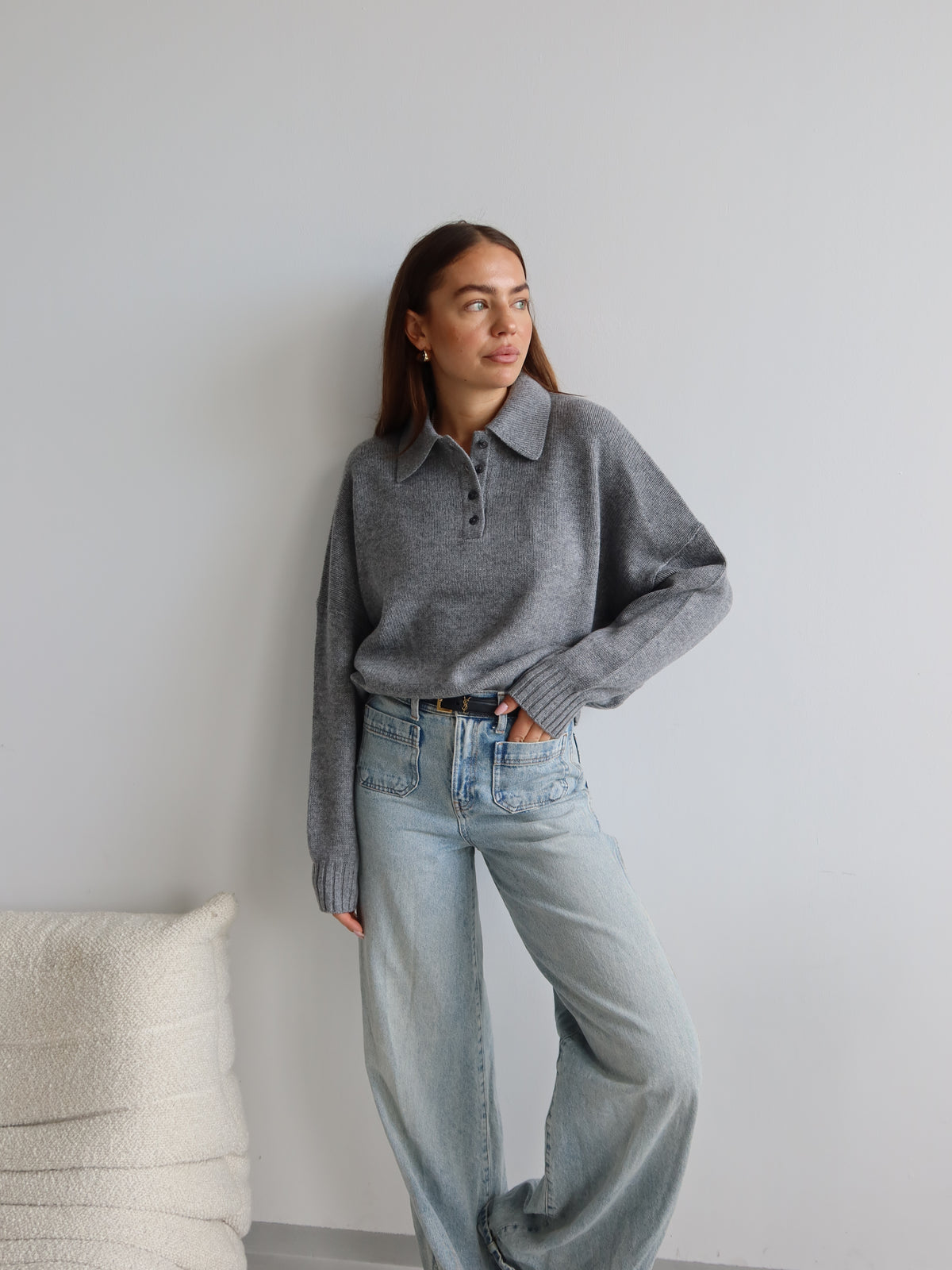 TAMY POLO SWEATSHIRT GREY MELANGE