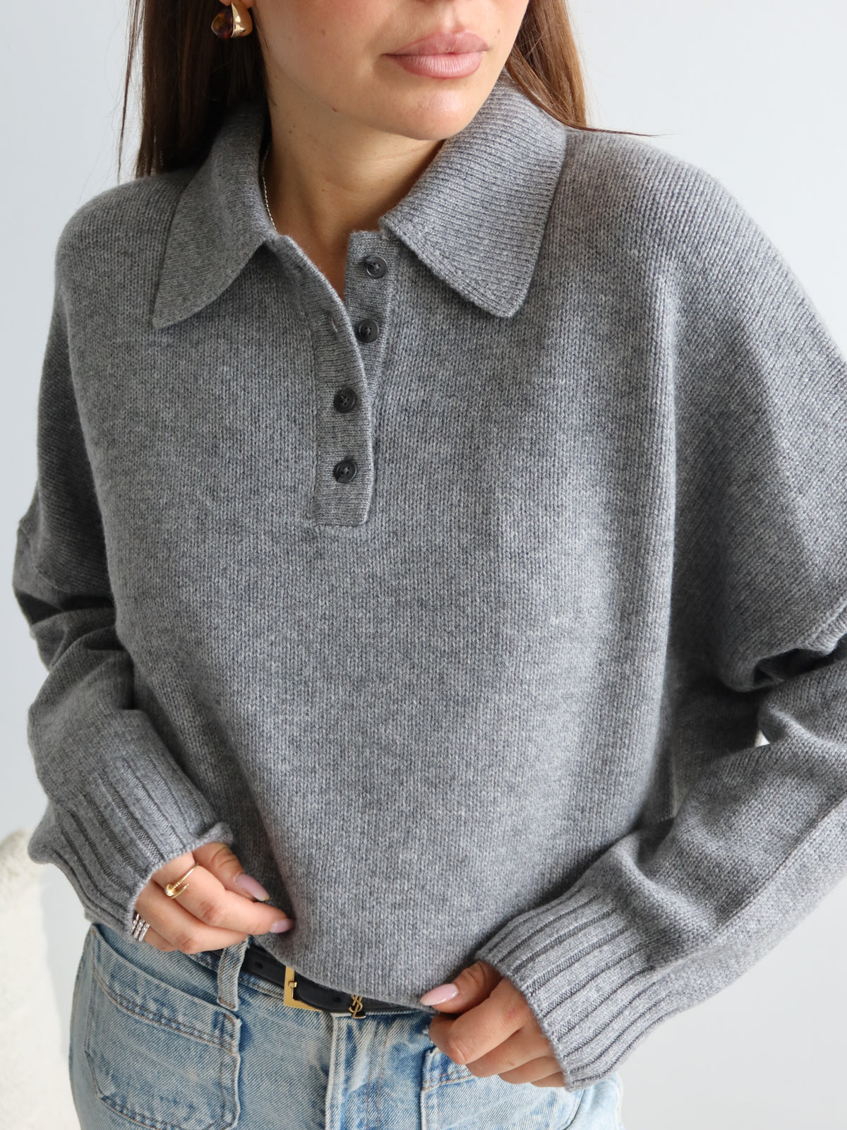 TAMY POLO SWEATSHIRT GREY MELANGE
