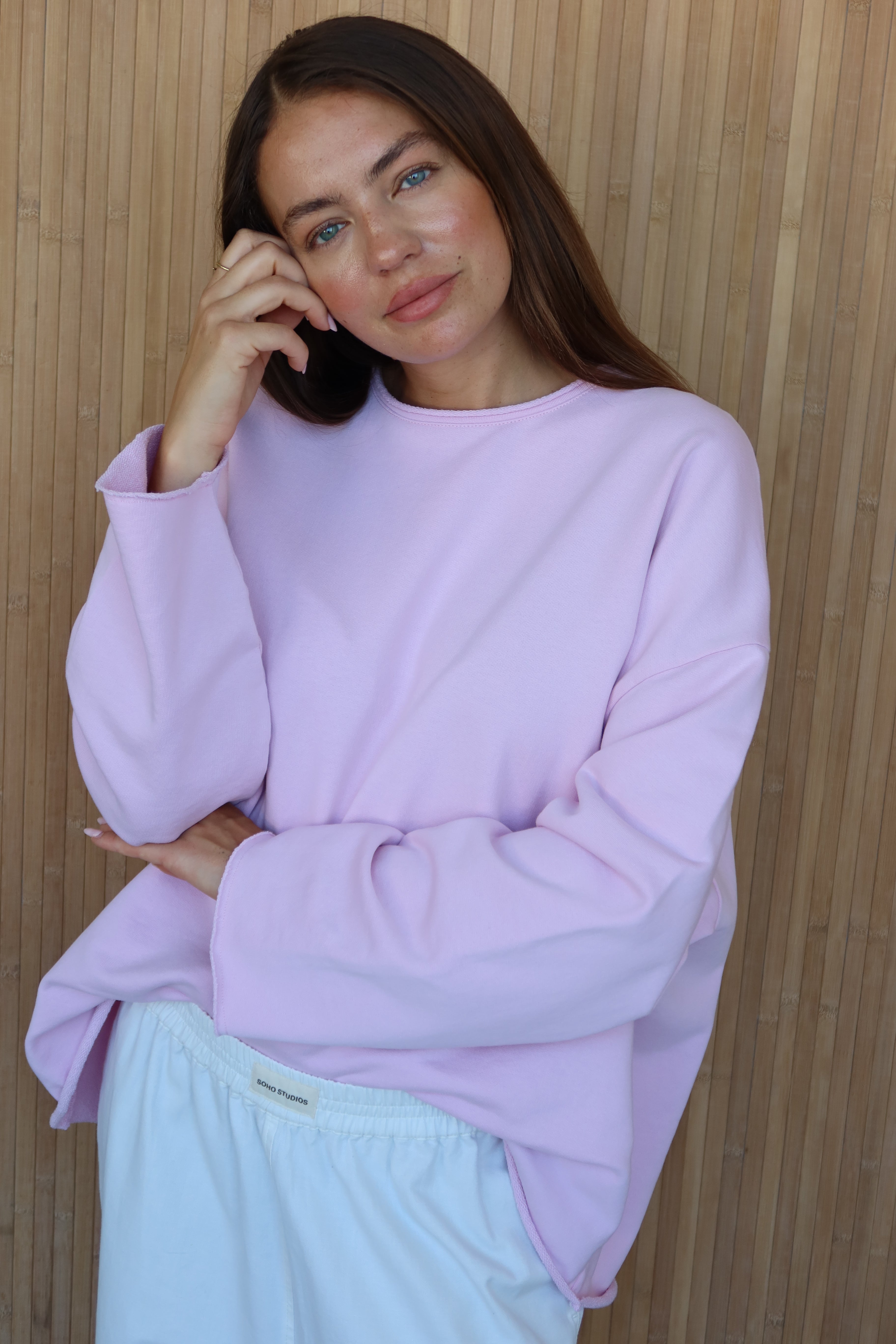 OPEN HEM SWEATSHIRT BLUSH