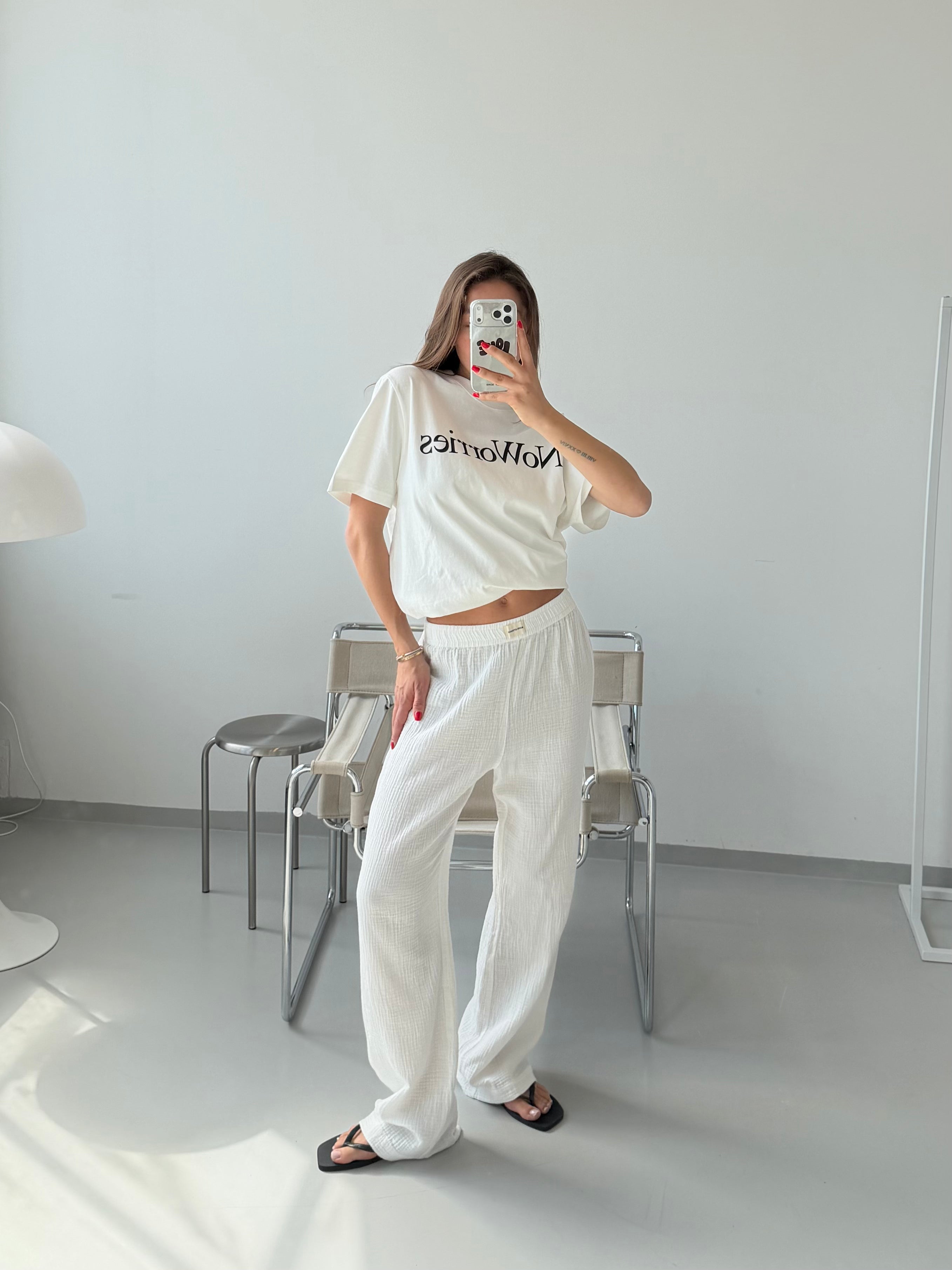 SIENNA MUSSELIN PANTS white