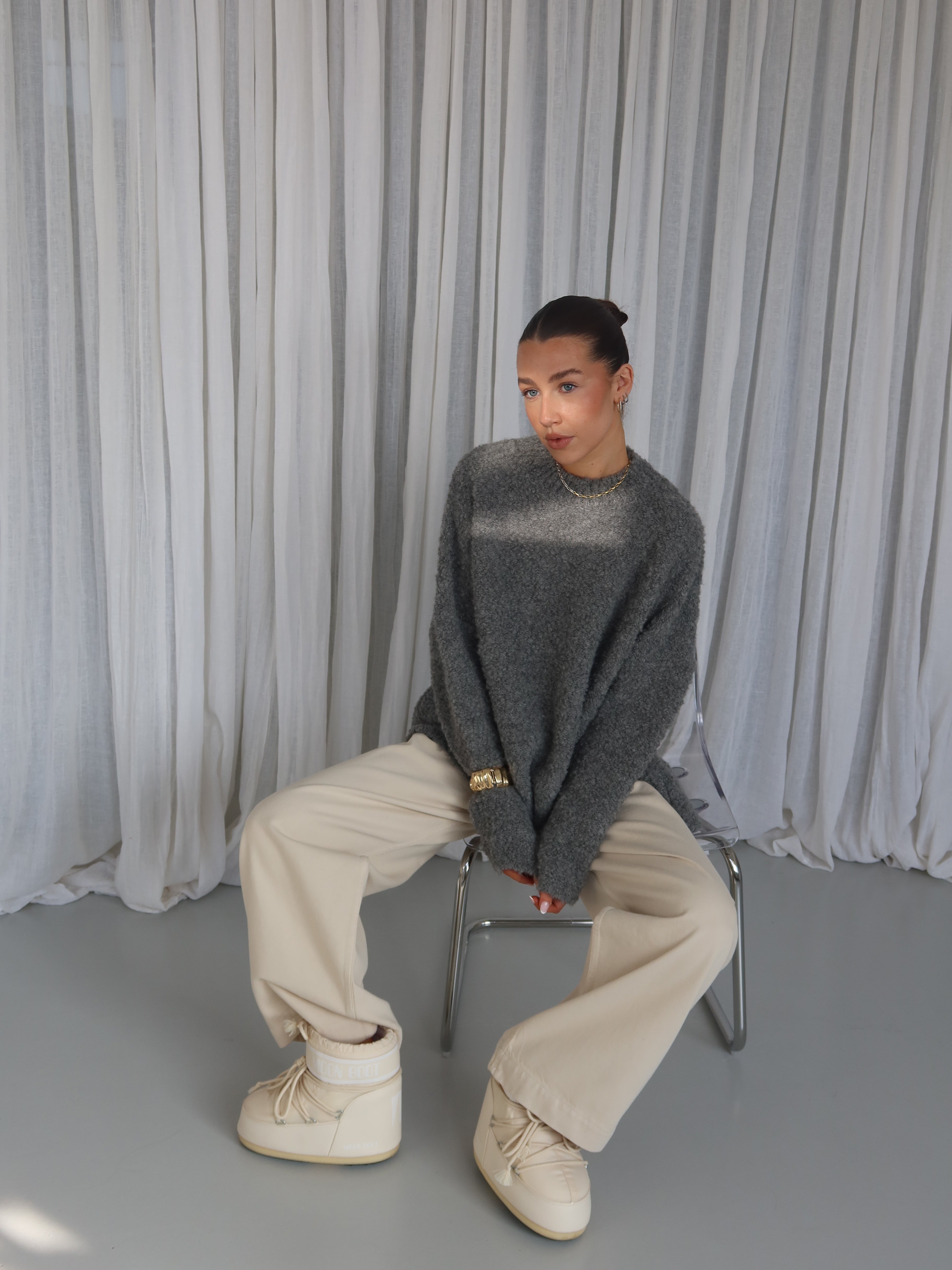 JOYA BOUCLÉ PULLOVER grey melange