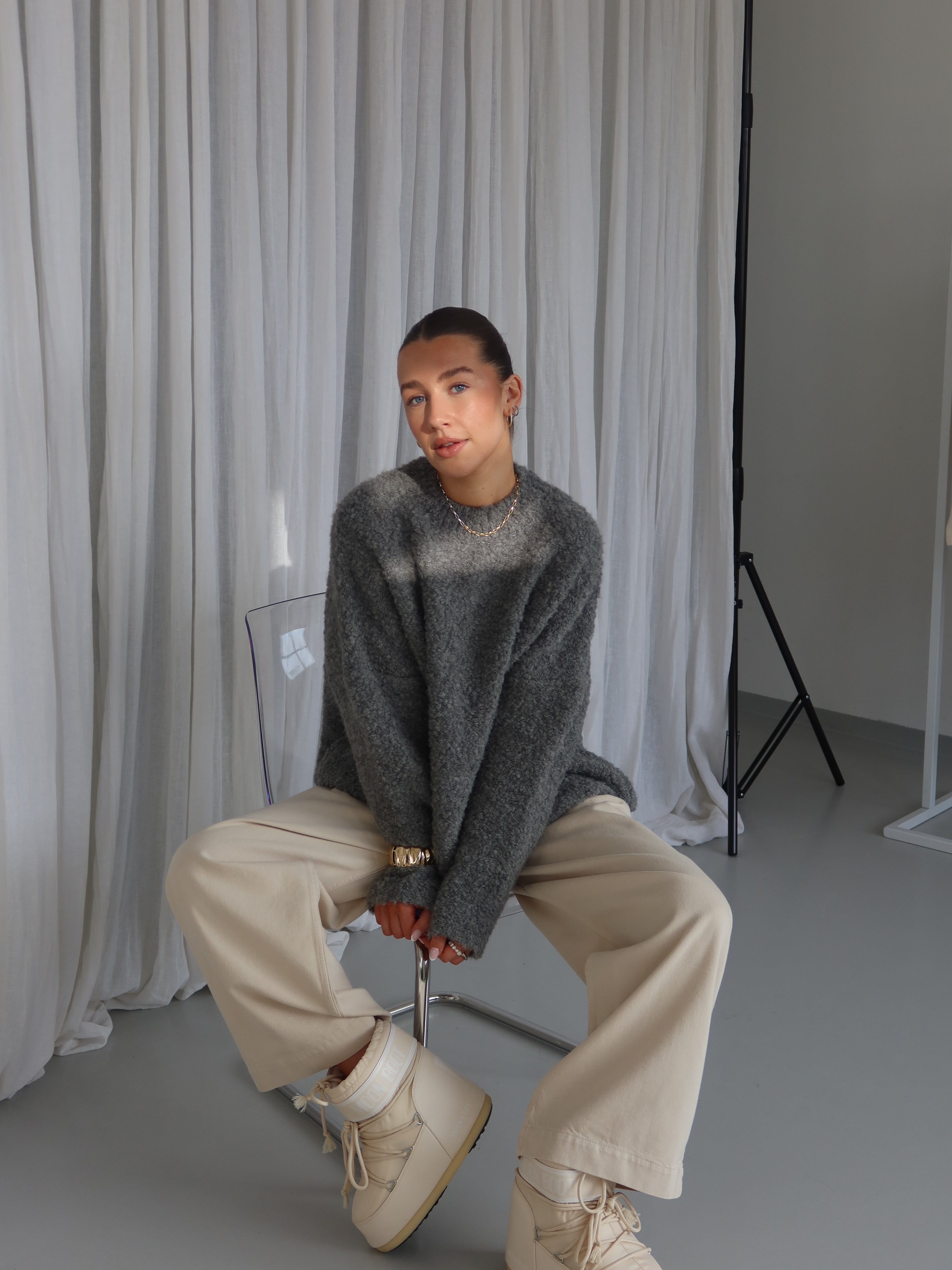 JOYA BOUCLÉ PULLOVER grey melange