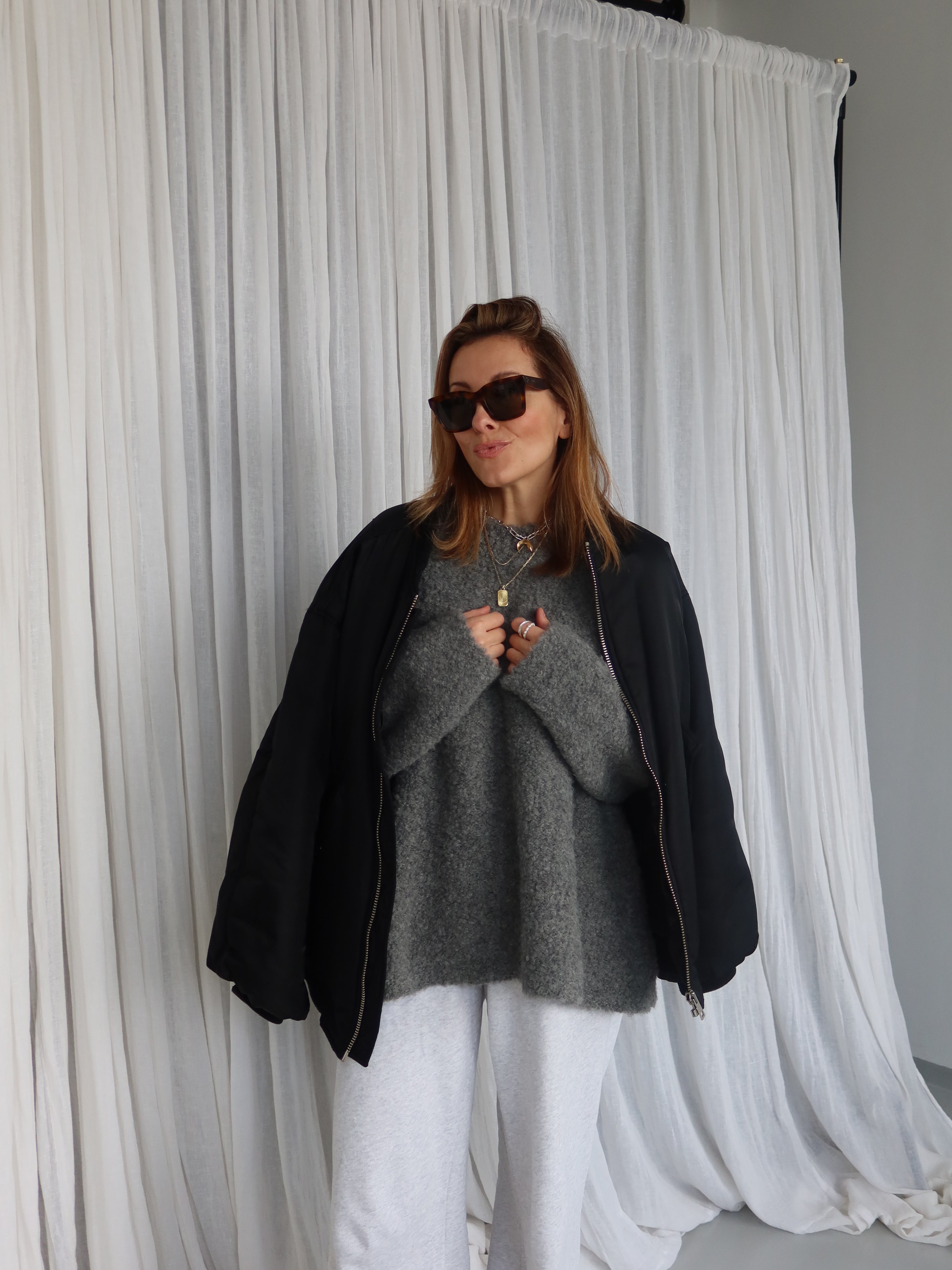 JOYA BOUCLÉ PULLOVER grey melange