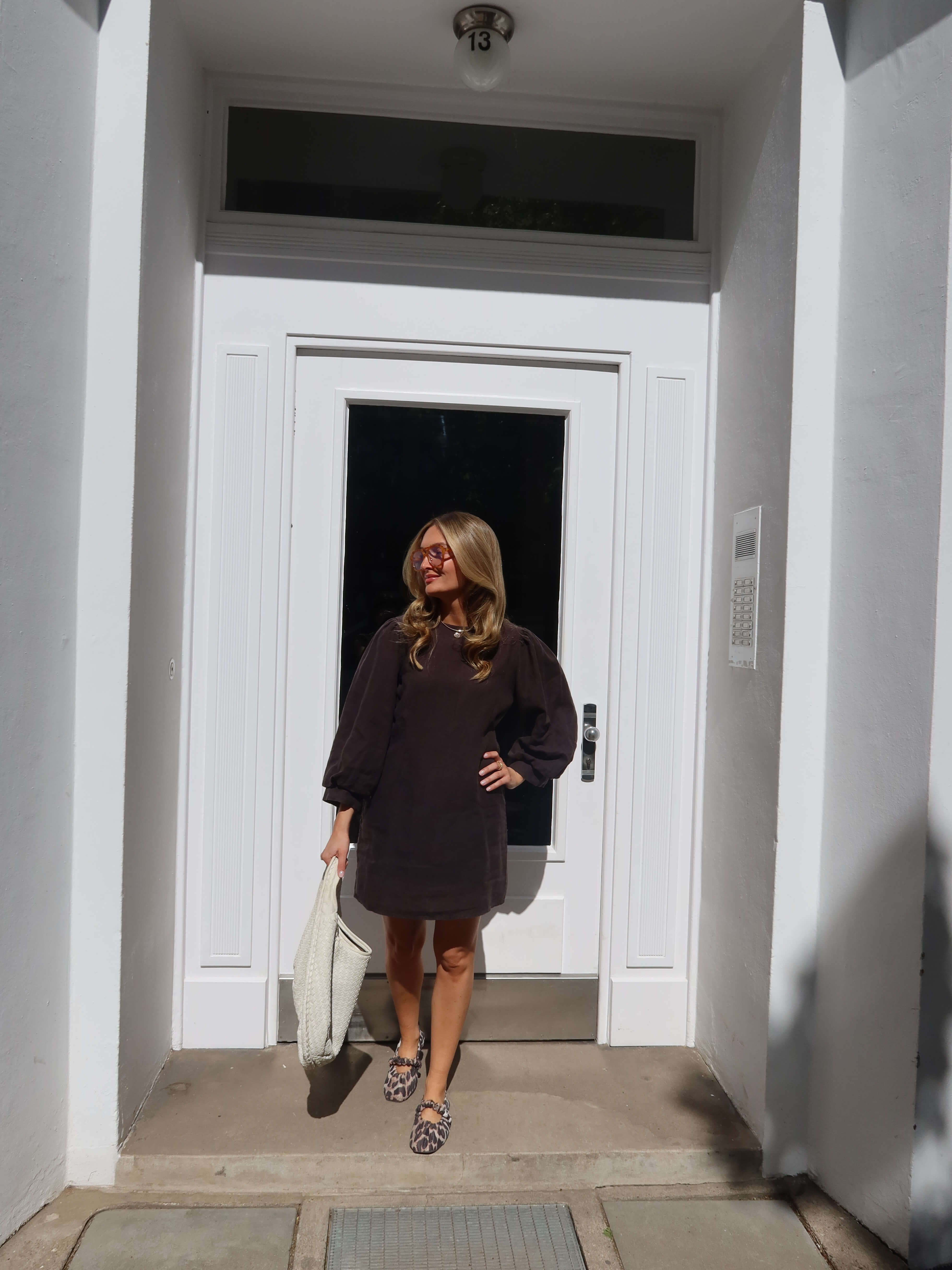 SOHO STUDIOS BELLA LINEN DRESS raw chocolate