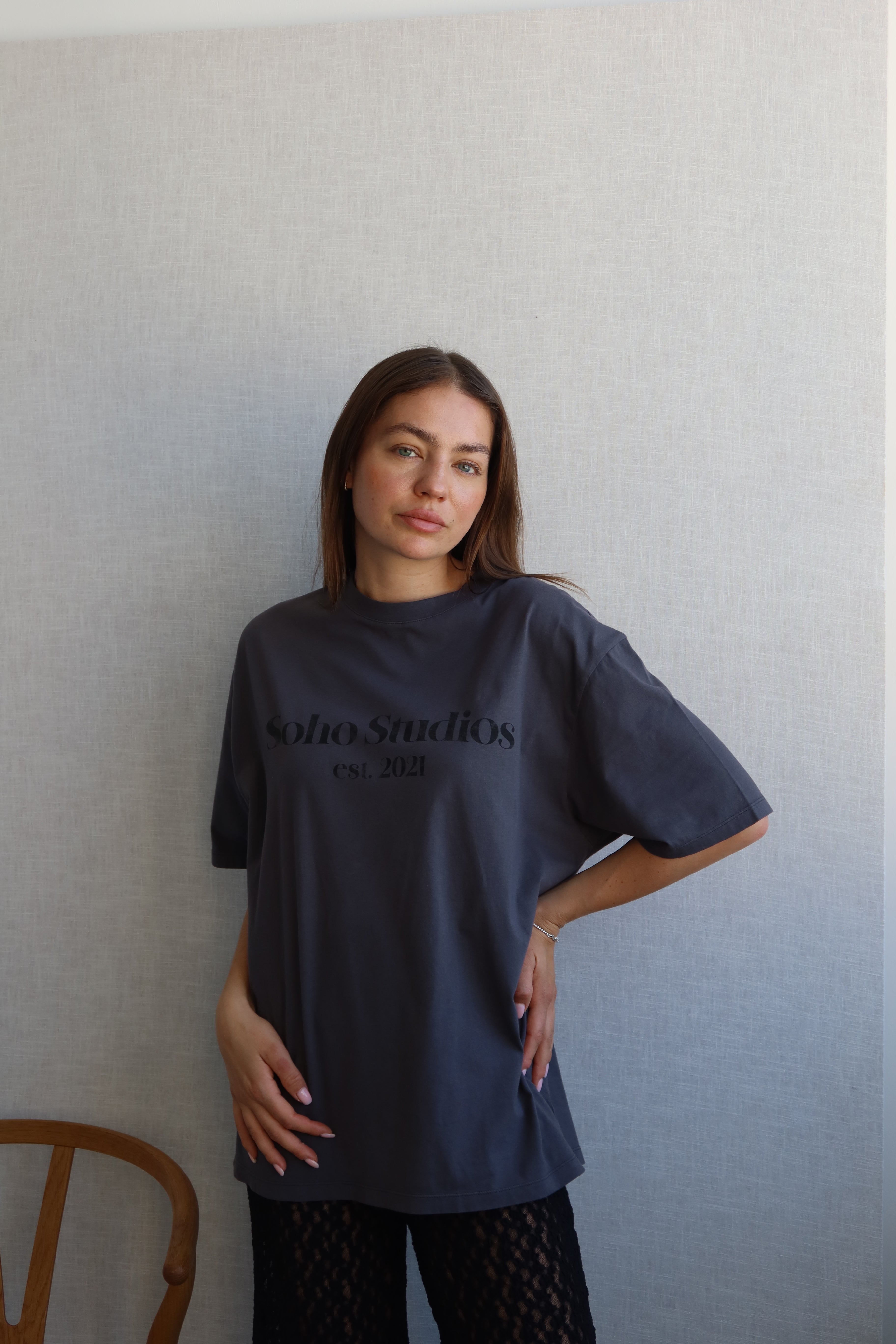 SOHO STUDIOS LIGHT JERSEY T-SHIRT washed black