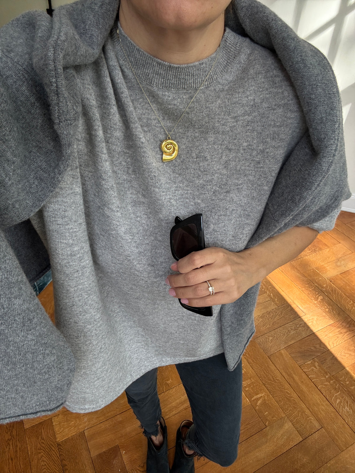 THEA KNIT SHIRT grey melange
