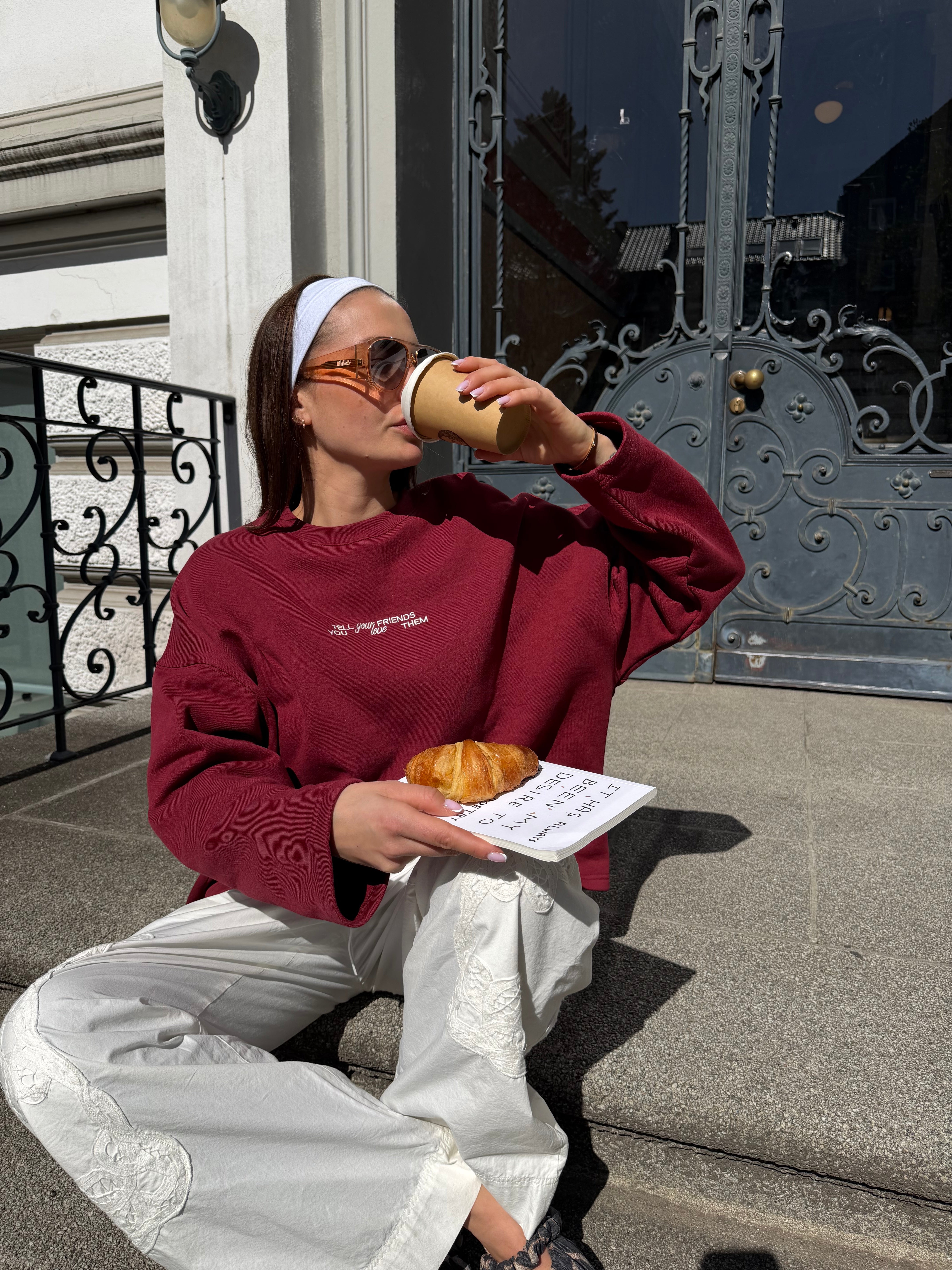 TELL YOUR FRIENDS Sweatshirt red wine I offwhite