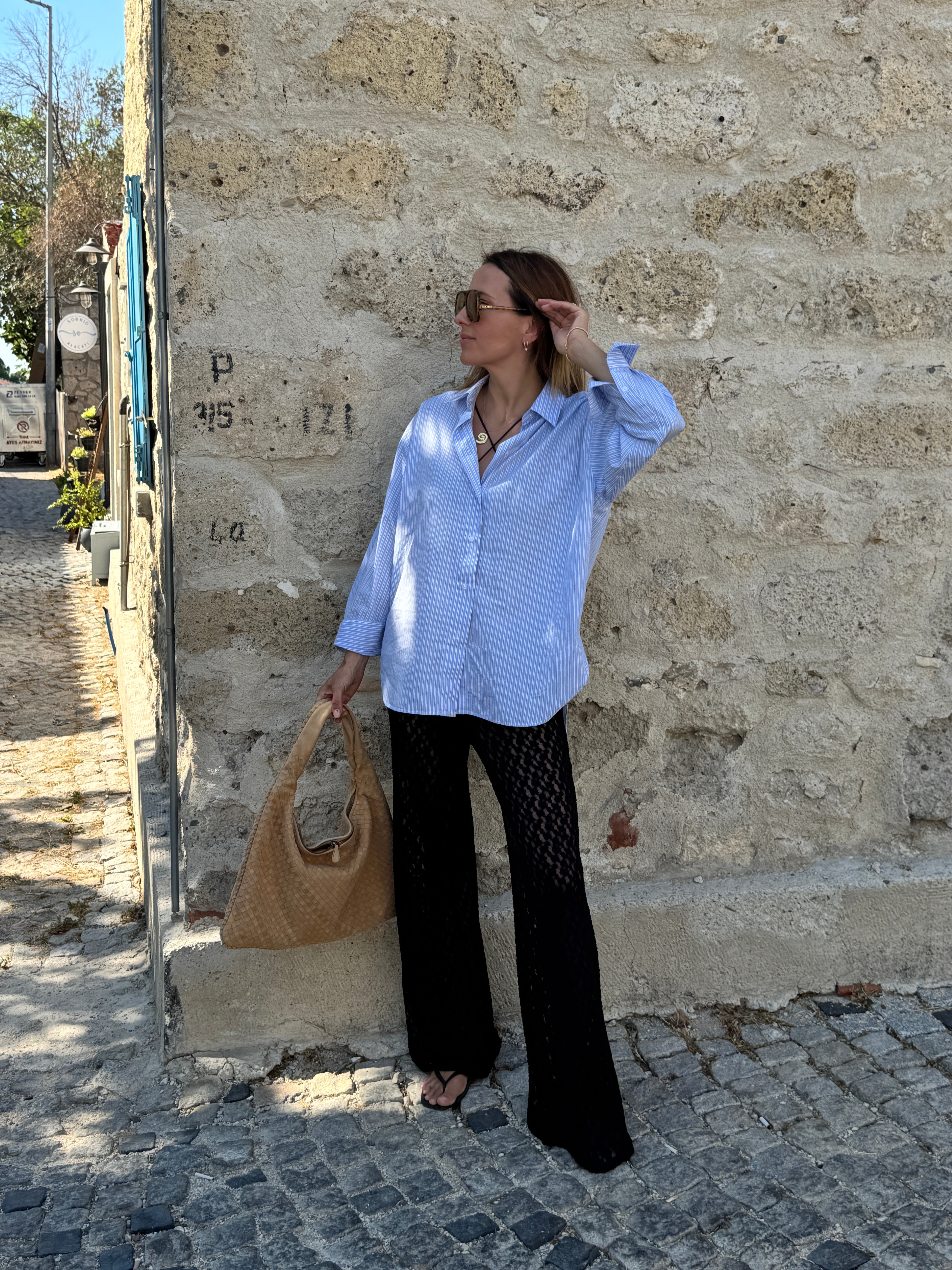 ELISA BLUE STRIPE BLOUSE