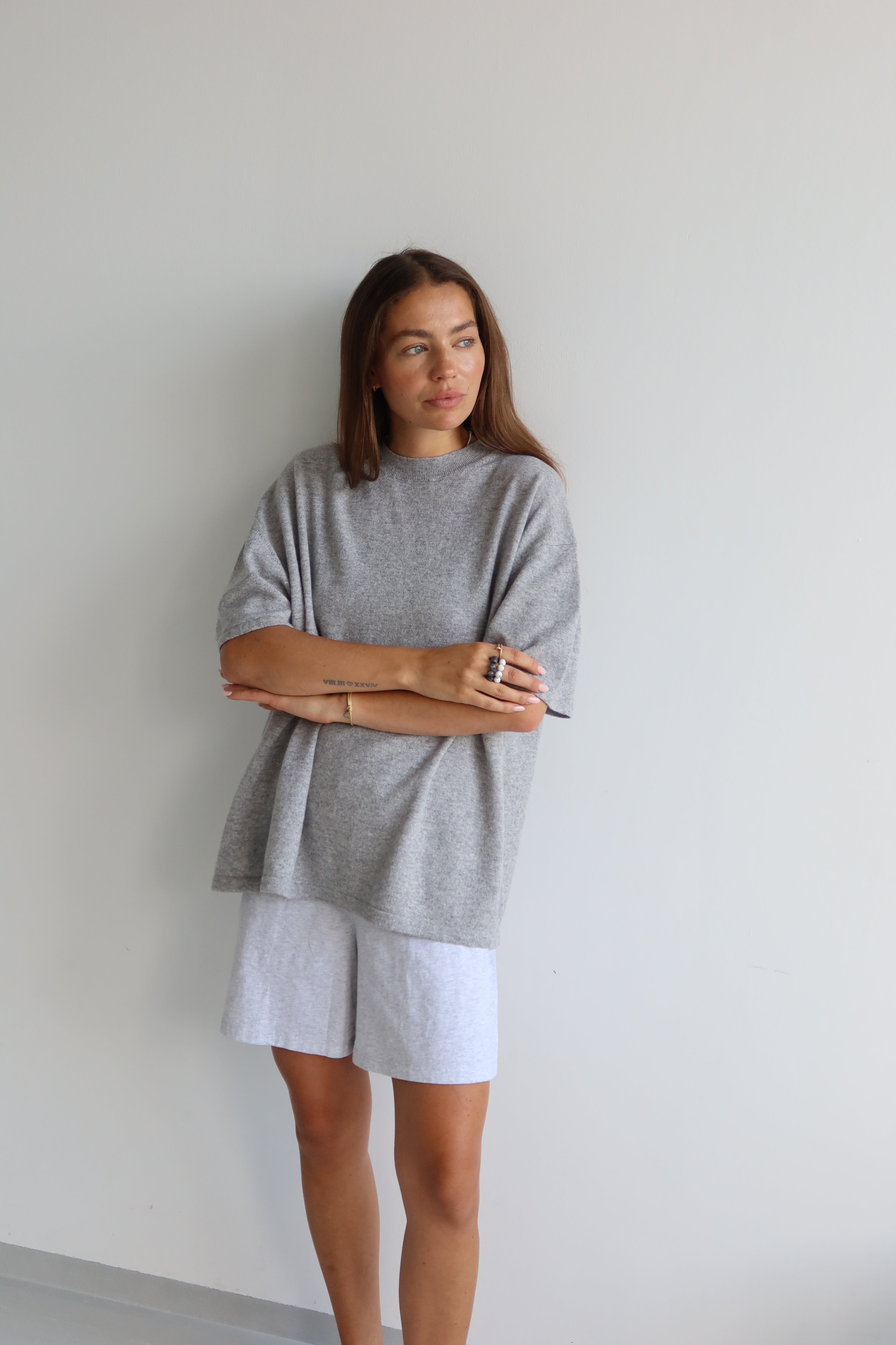 THEA KNIT SHIRT grey melange