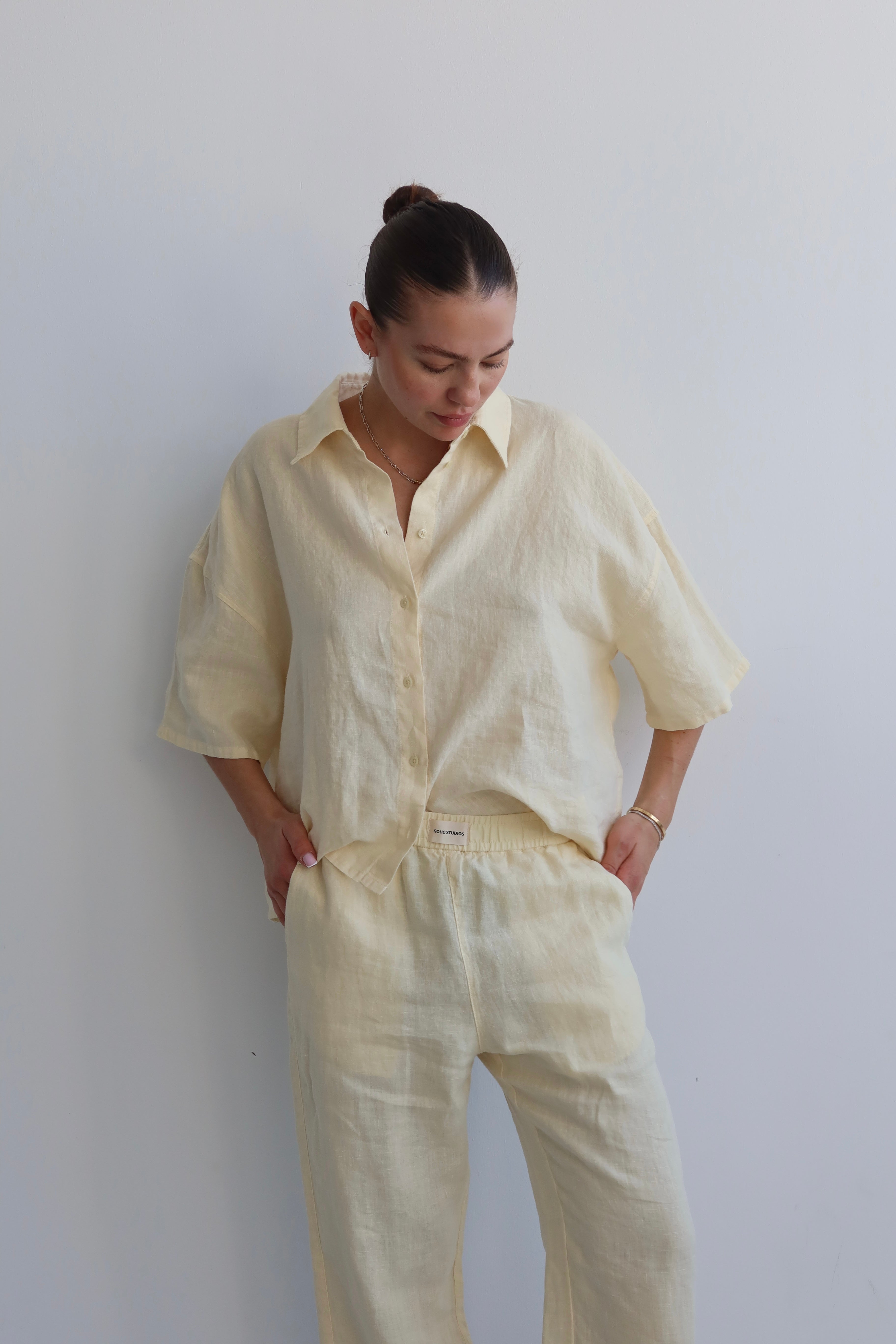 SOHO STUDIOS SIENNA LINEN PANTS butter yellow
