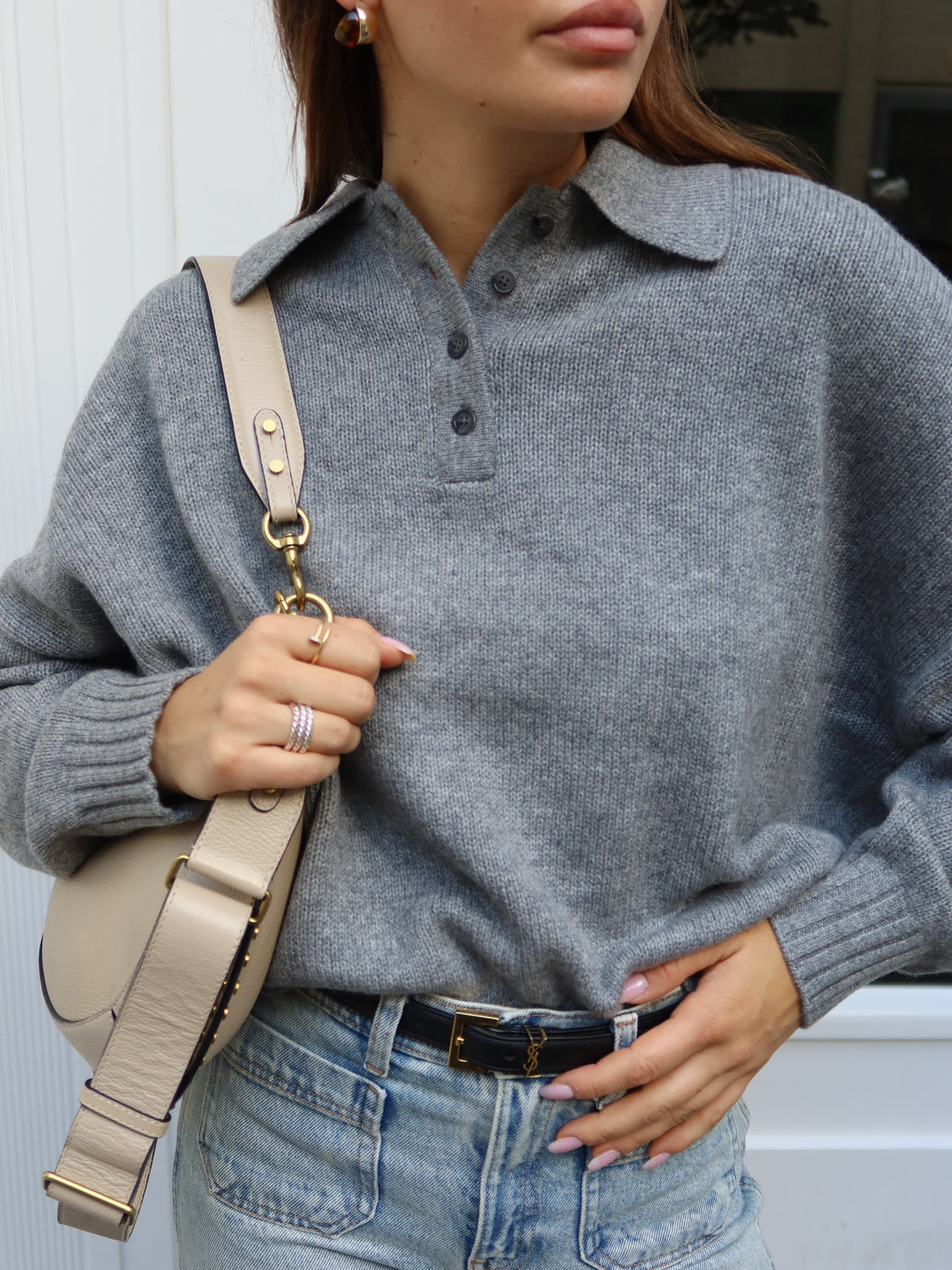 TAMY POLO SWEATSHIRT GREY MELANGE
