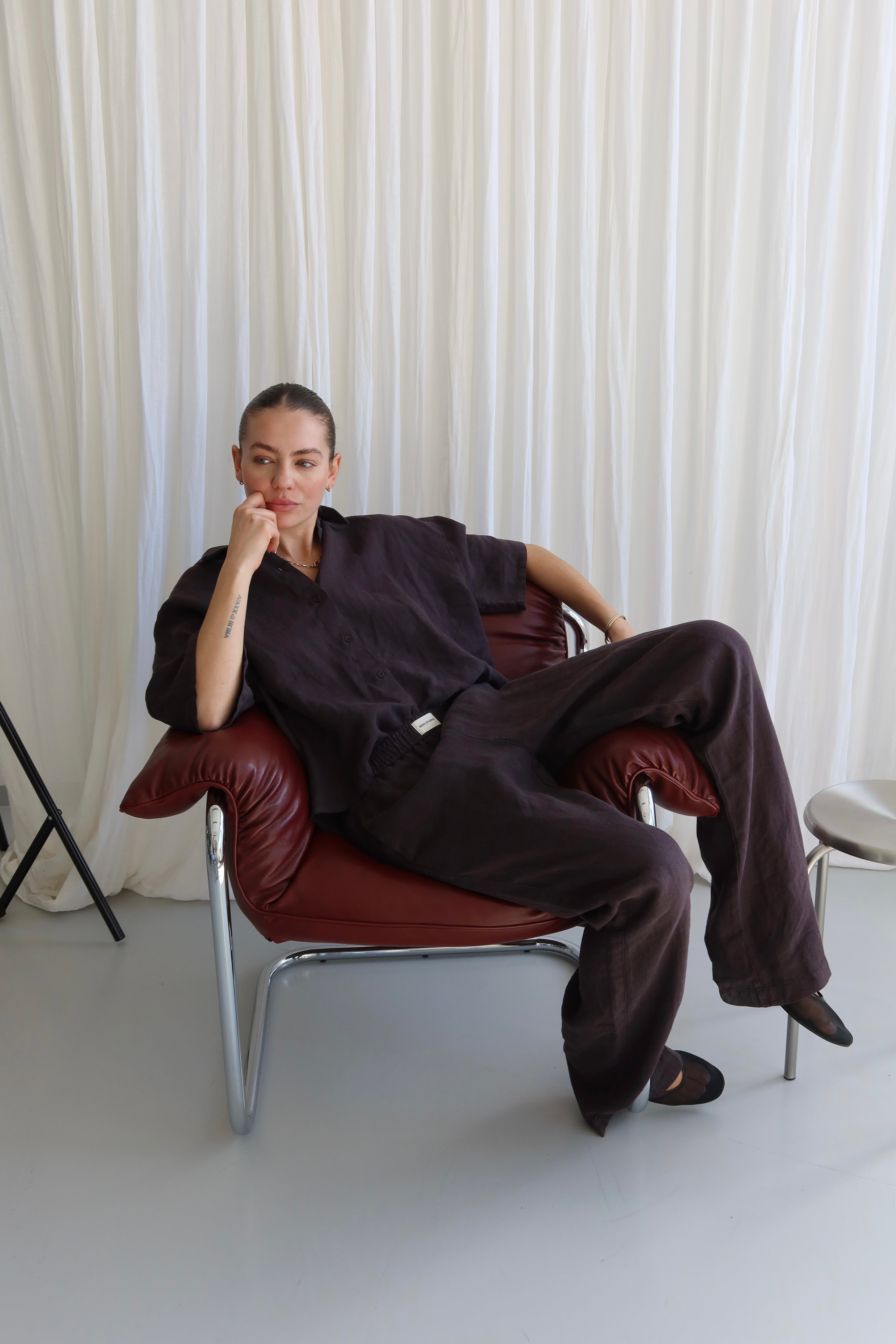 SOHO STUDIOS SIENNA LINEN PANTS raw chocolate