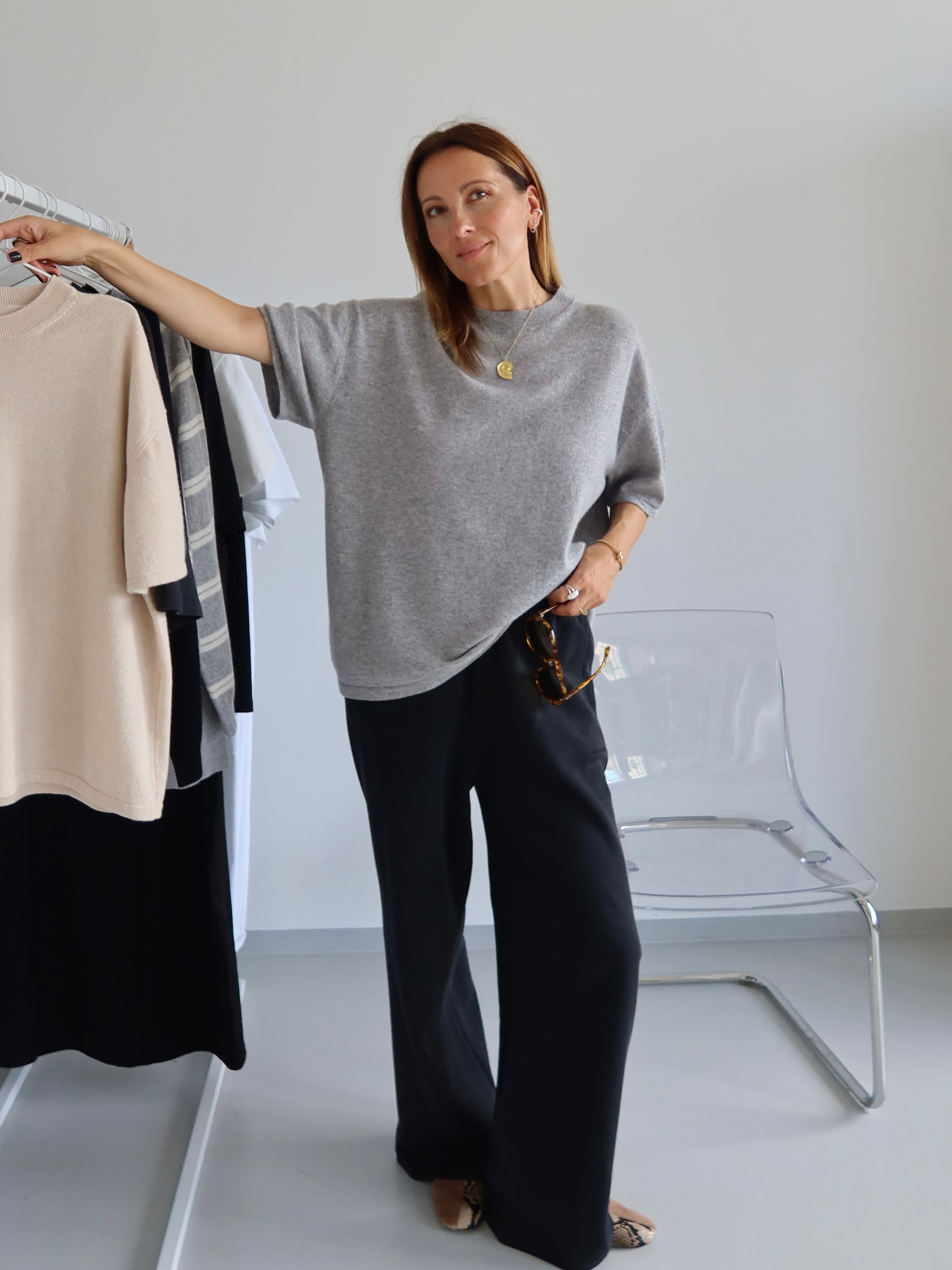 THEA KNIT SHIRT grey melange