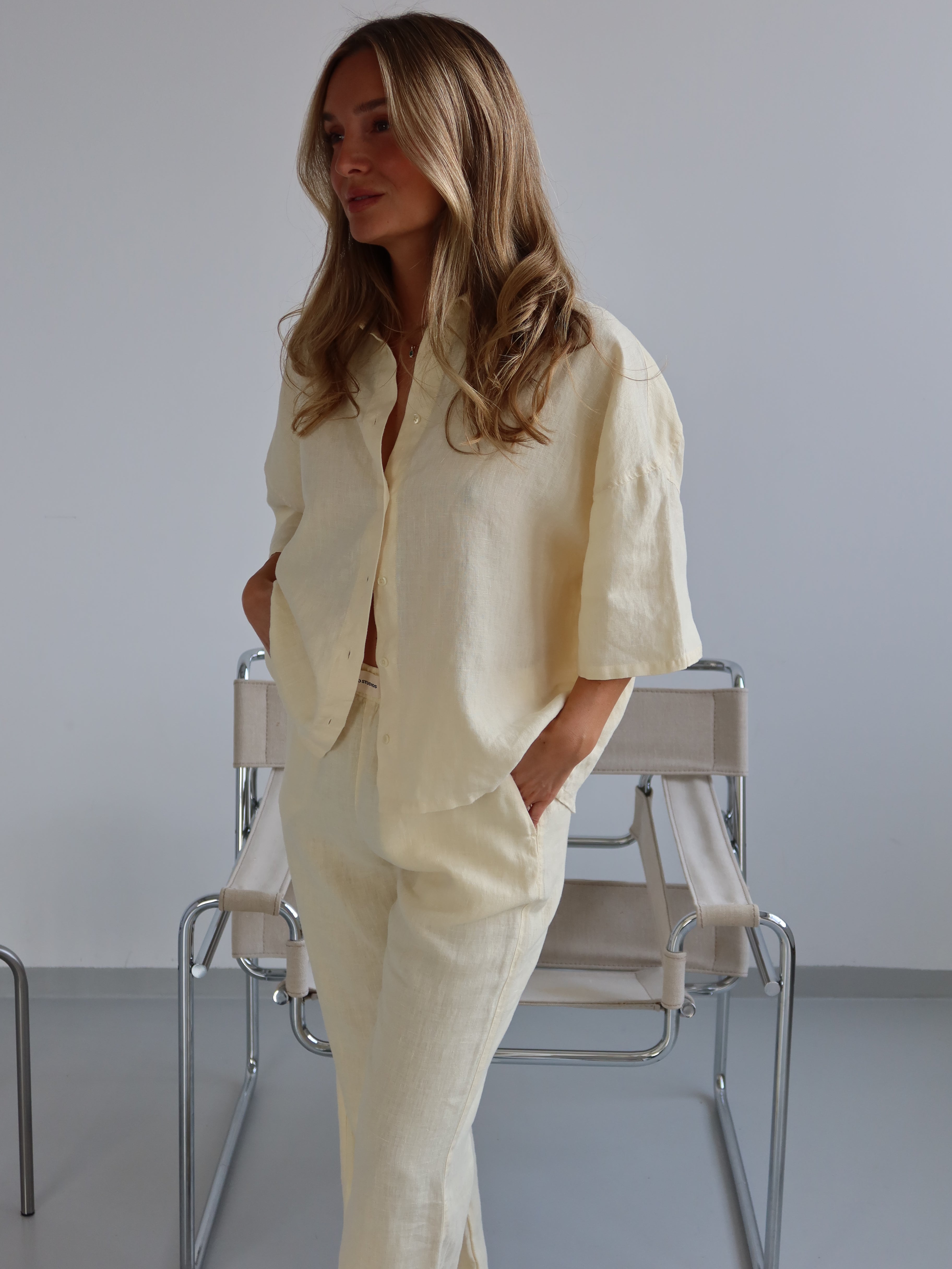 SOHO STUDIOS SIENNA LINEN PANTS butter yellow