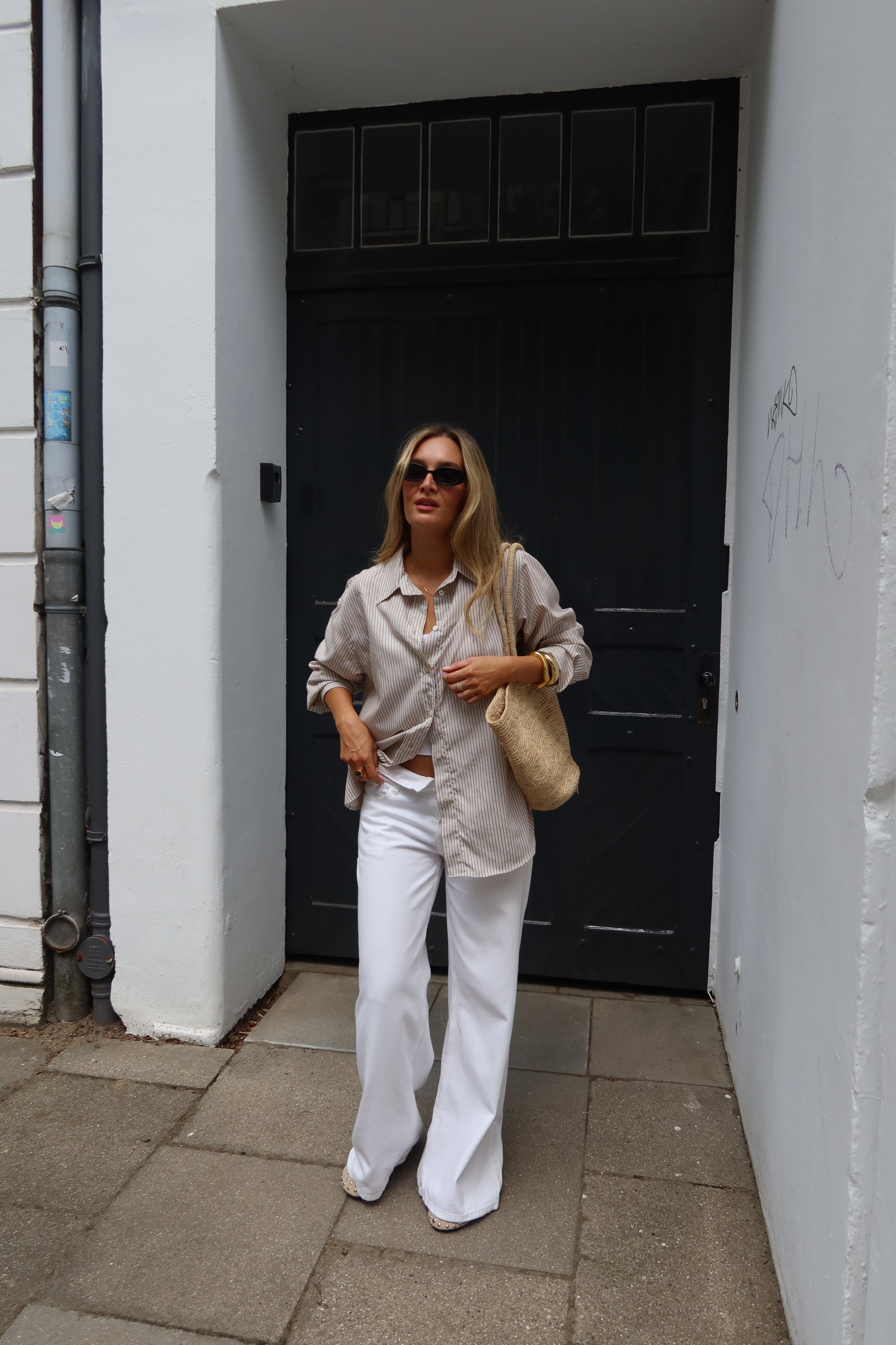 SOHO STUDIOS ELENA BLOUSE BEIGE STRIPE