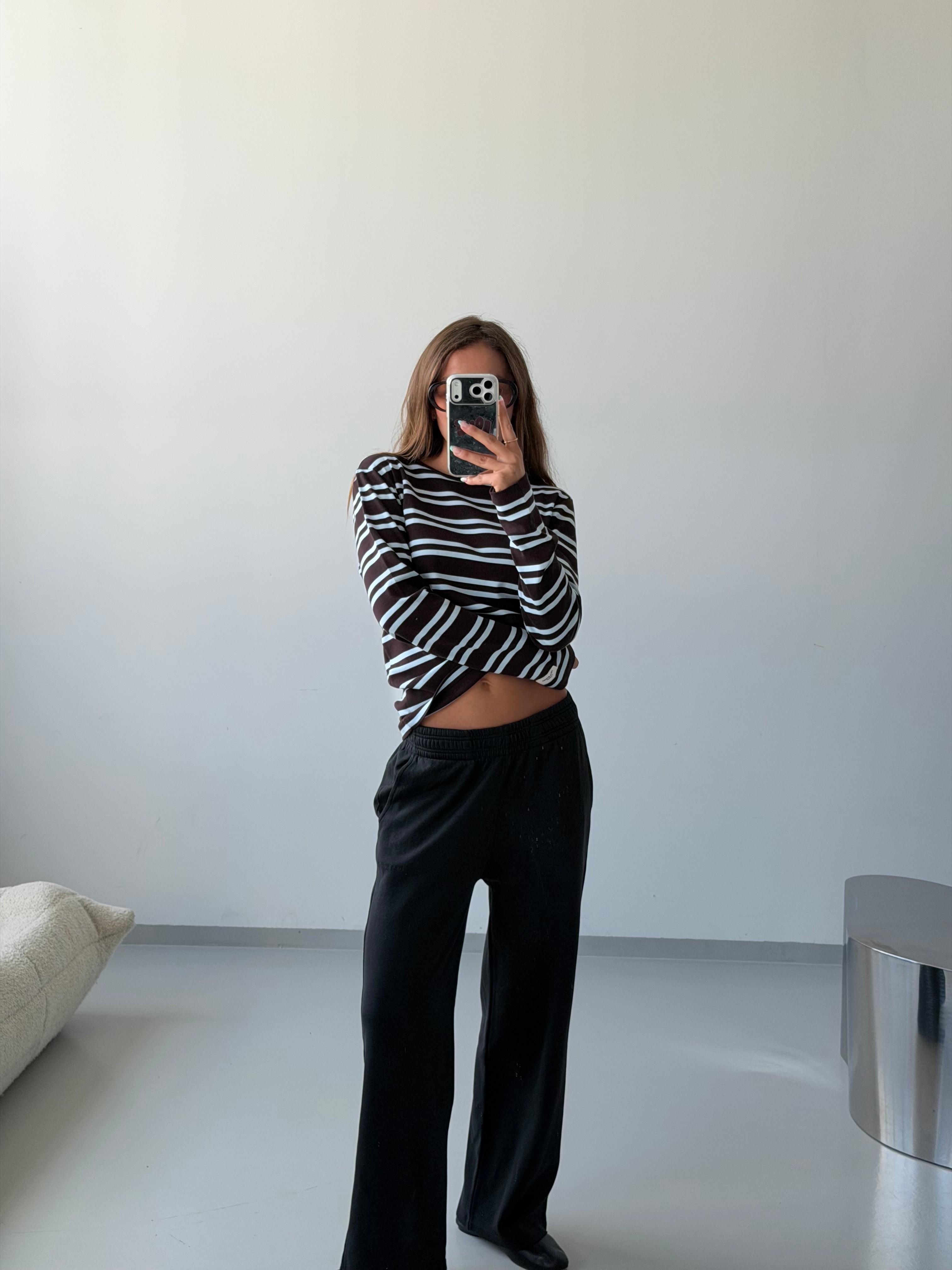 STRIPED HEY SOHO RIB LONGSLEEVE COFFEE BEAN I AURA BLUE STRIPES