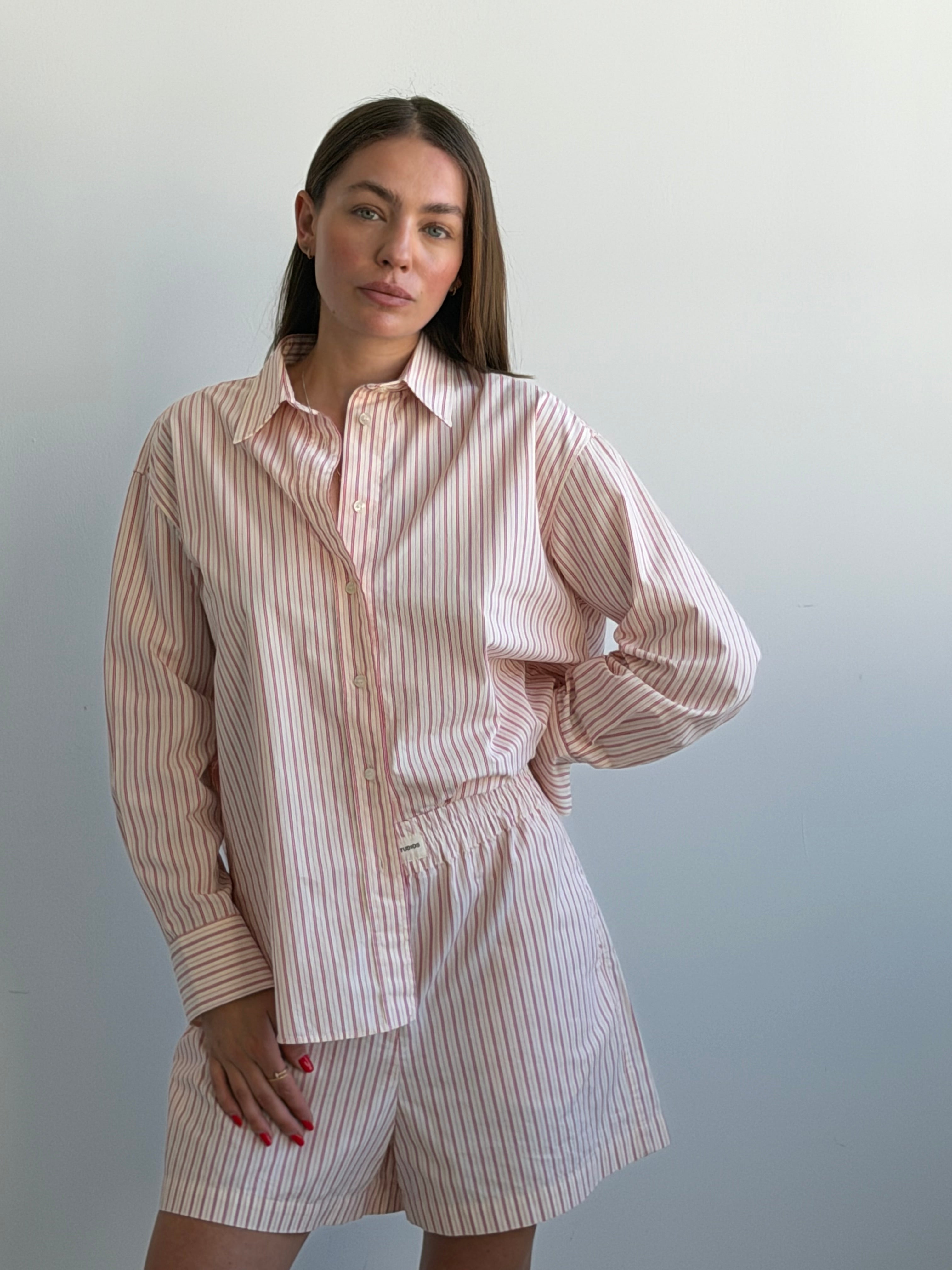 SOHO STUDIOS ELENA BLOUSE PINK STRIPE