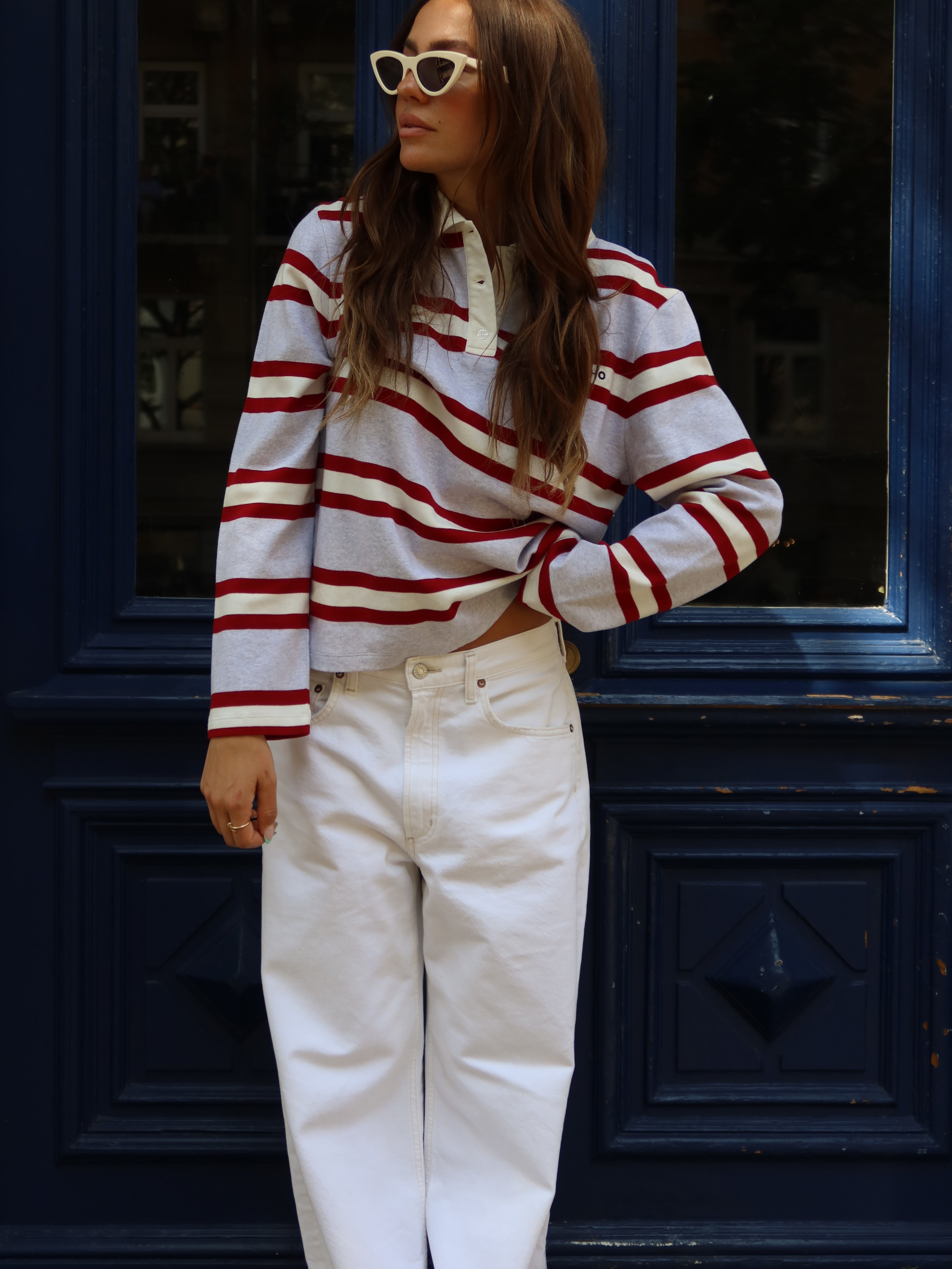STRIPED HEY SOHO POLO BURGUNDY I OFF WHITE I GREY