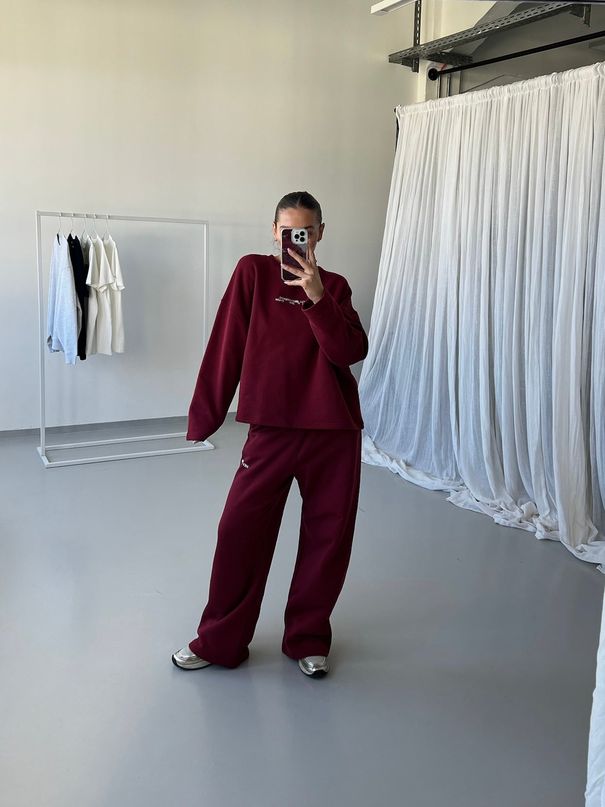 WIDE LEG Sweatpants  red wine I offwhite