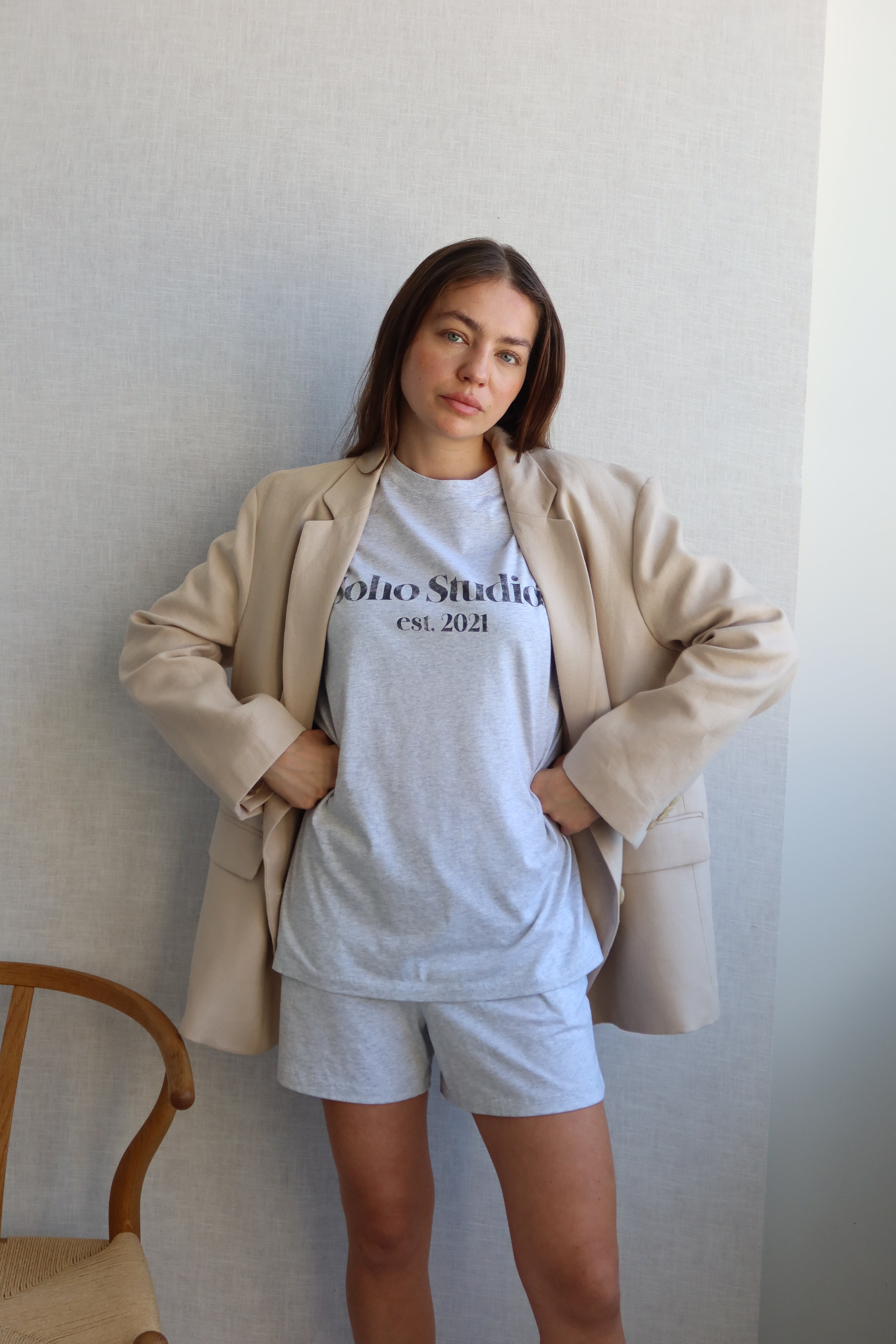 SOHO STUDIOS LIGHT JERSEY T-SHIRT light grey melange
