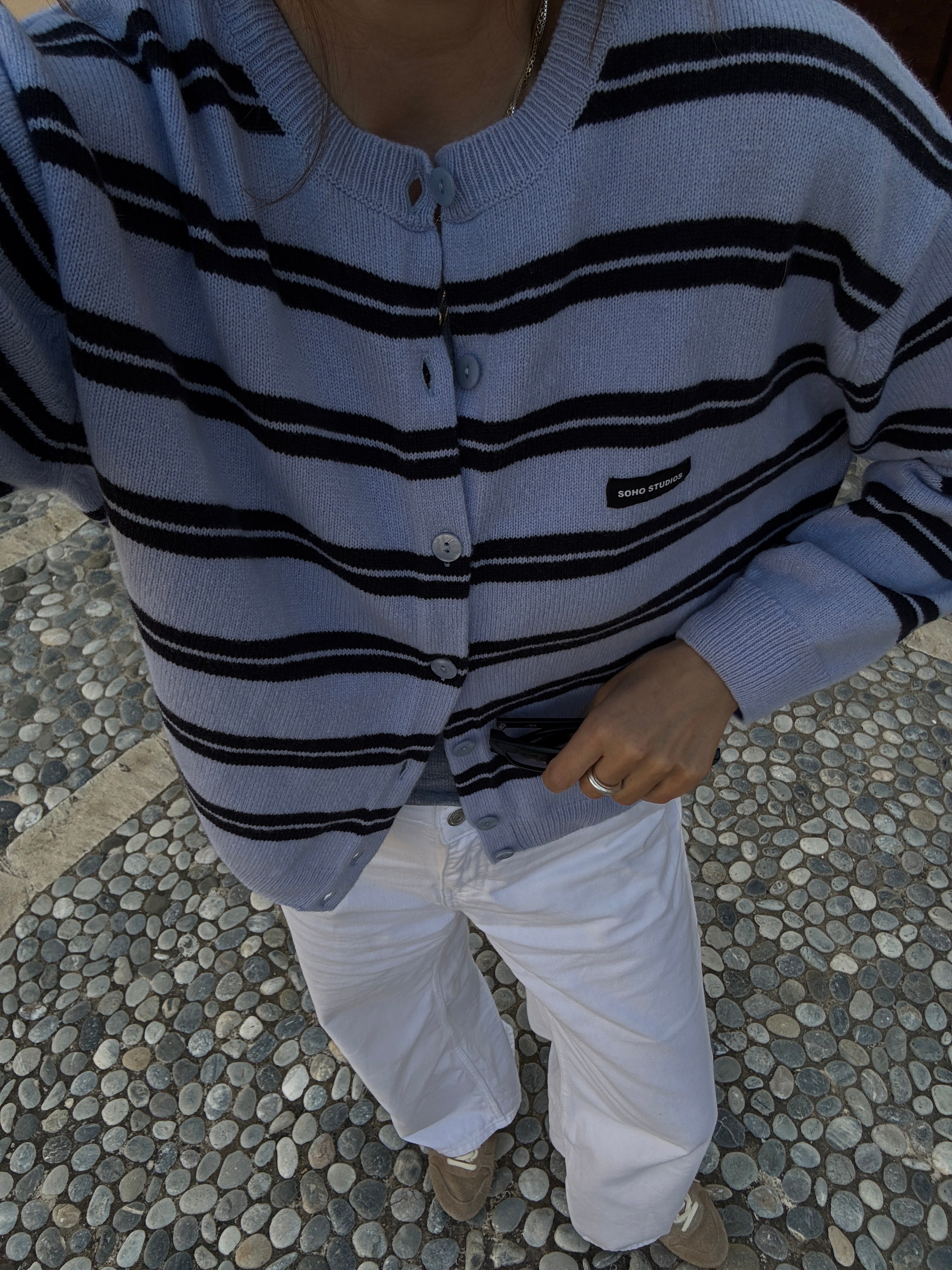 ZOE CARDIGAN light blue I navy