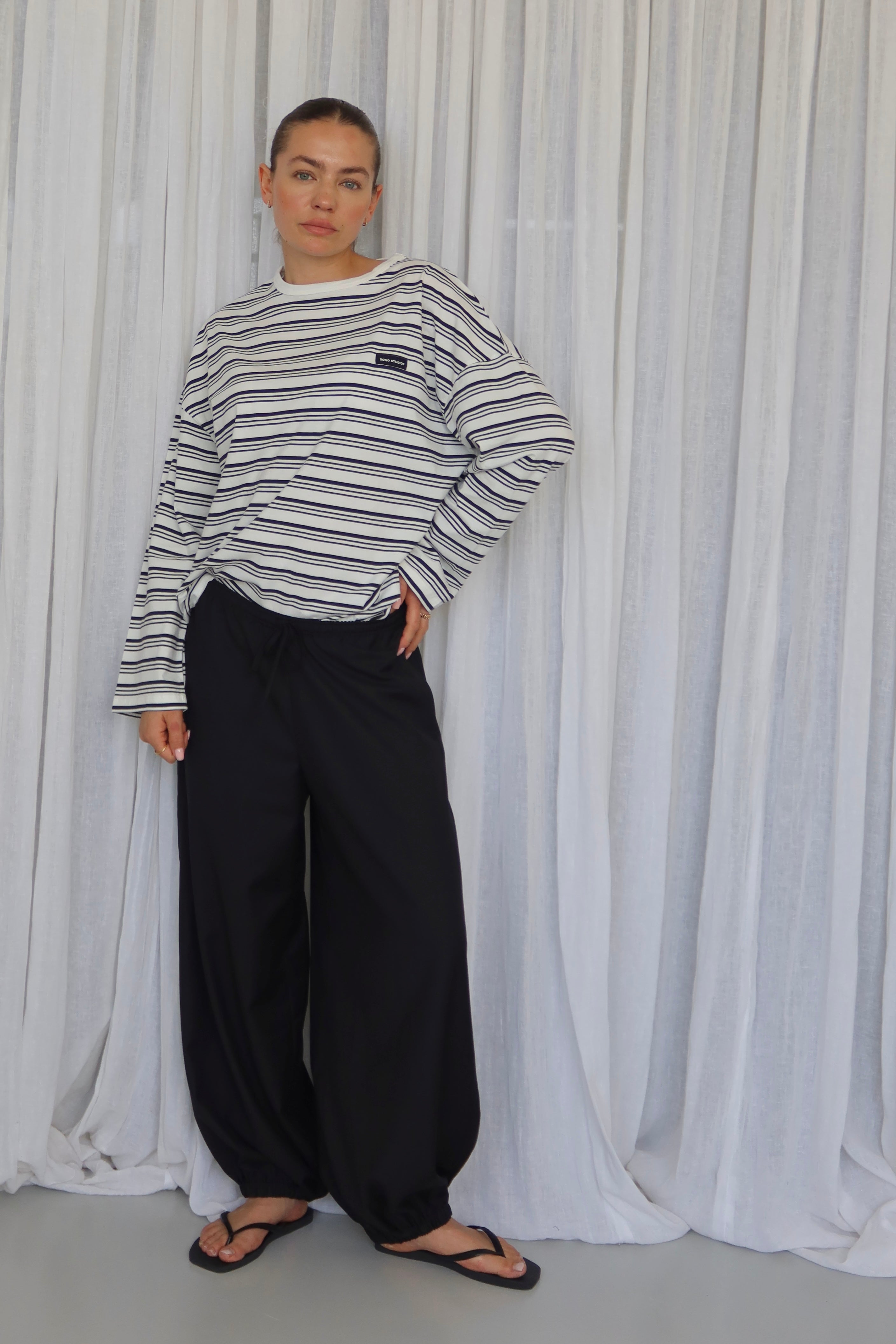 SOHO STUDIOS LIGHT JERSEY STRIPE LONGSLEEVE offwhite/ washed black stripe