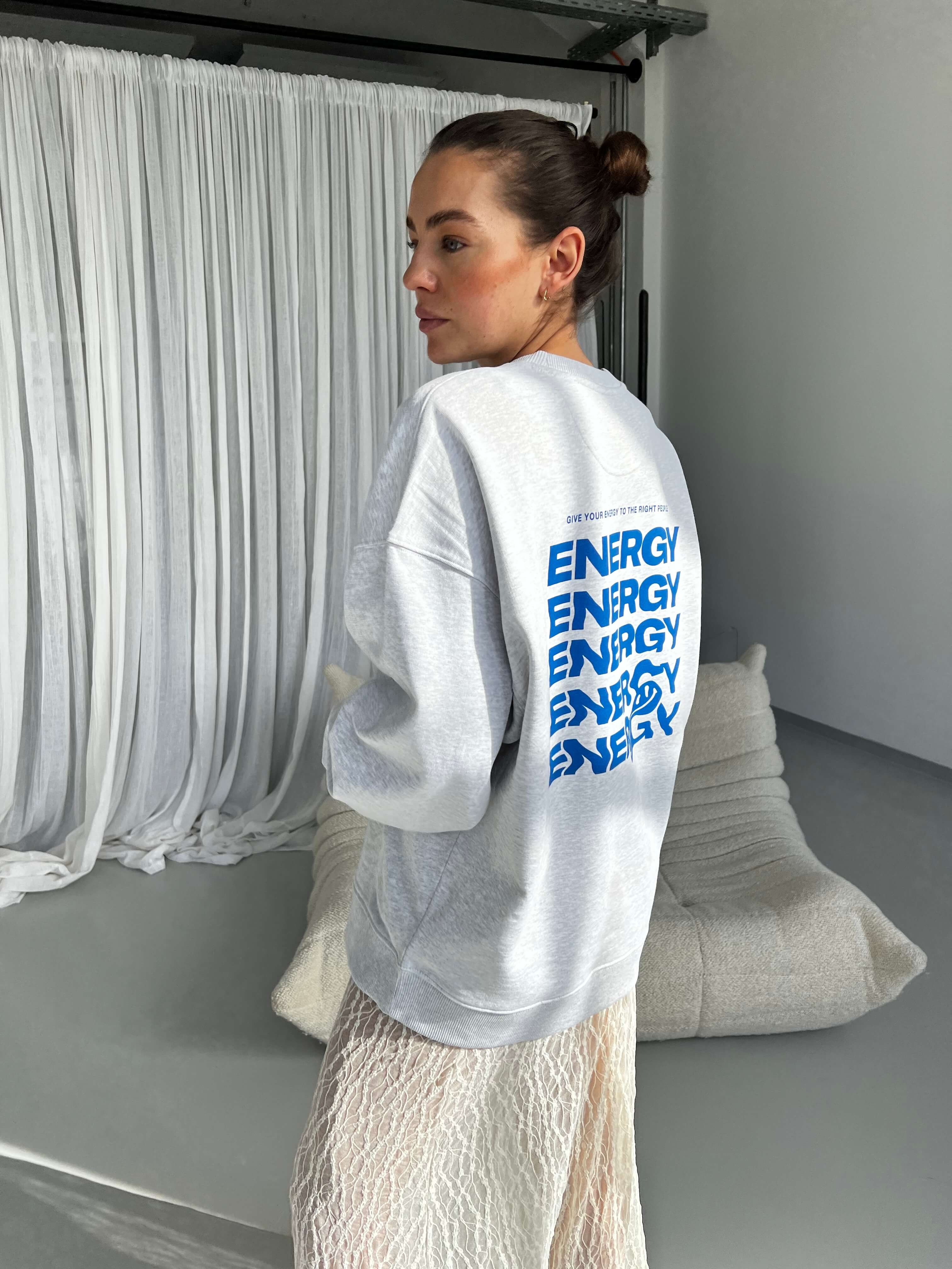 ENERGY SWEATER grey melange I blue