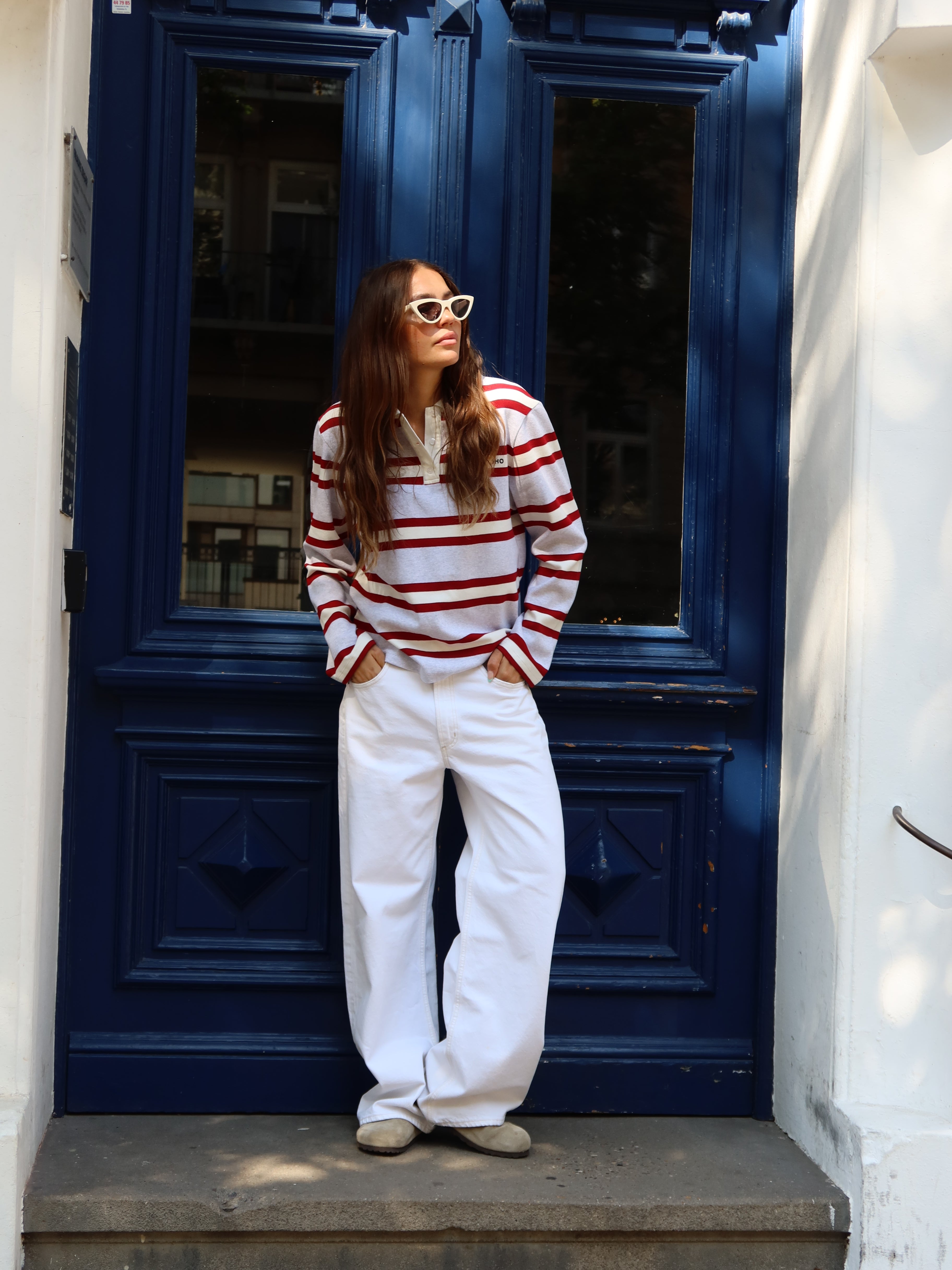STRIPED HEY SOHO POLO BURGUNDY I OFF WHITE I GREY