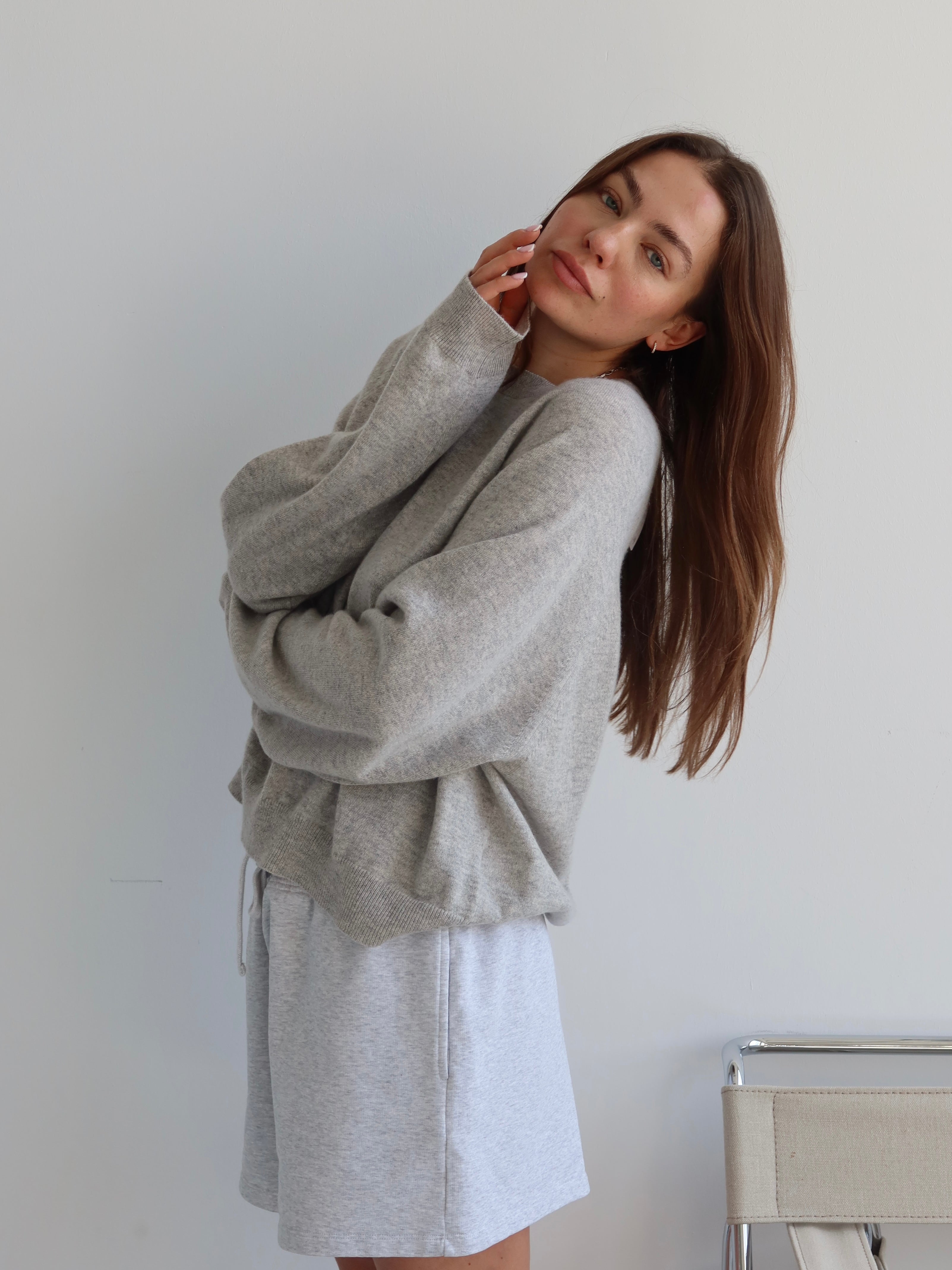 LOVE YOURSELF SHORTS light grey melange