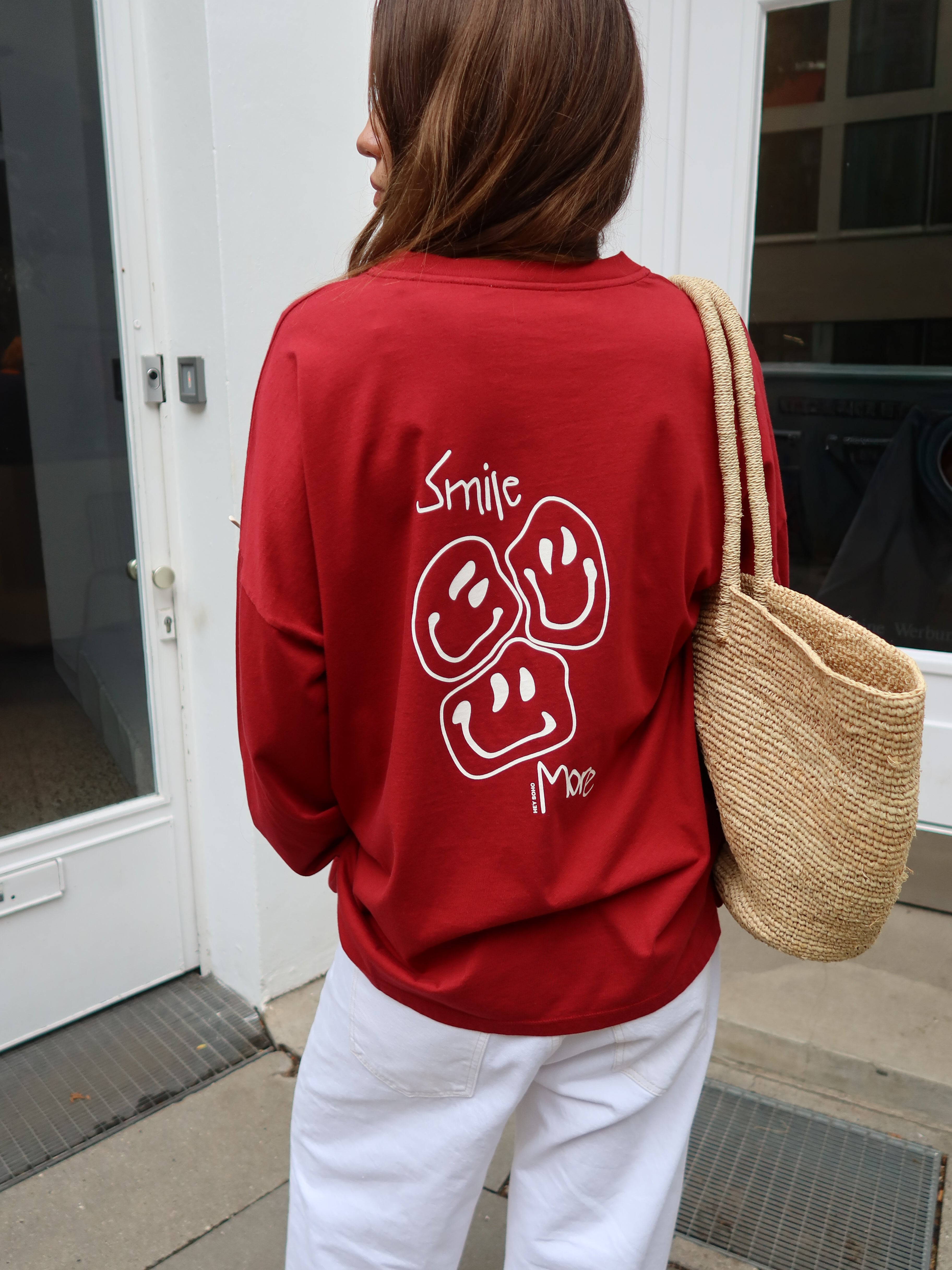 SMILEY LONGSLEEVE BURGUNDY I OFFWHITE