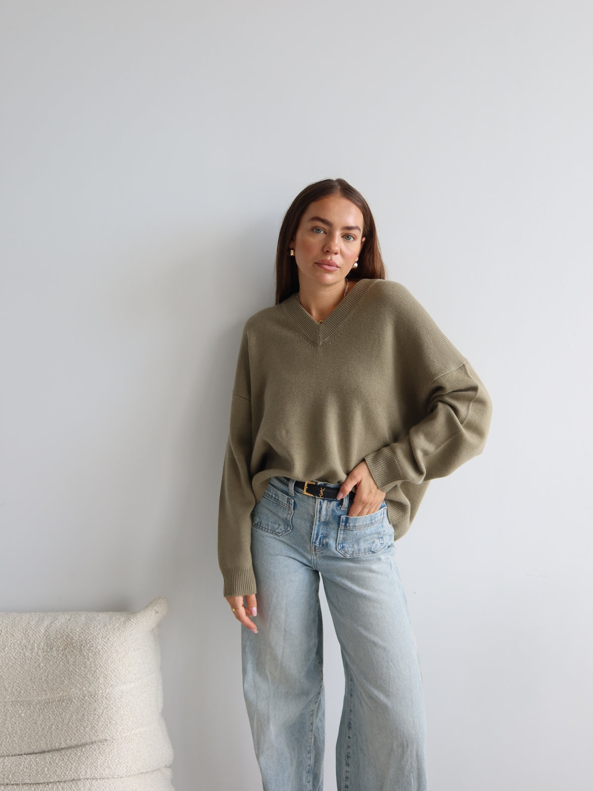 FENJA V-NECK KHAKI