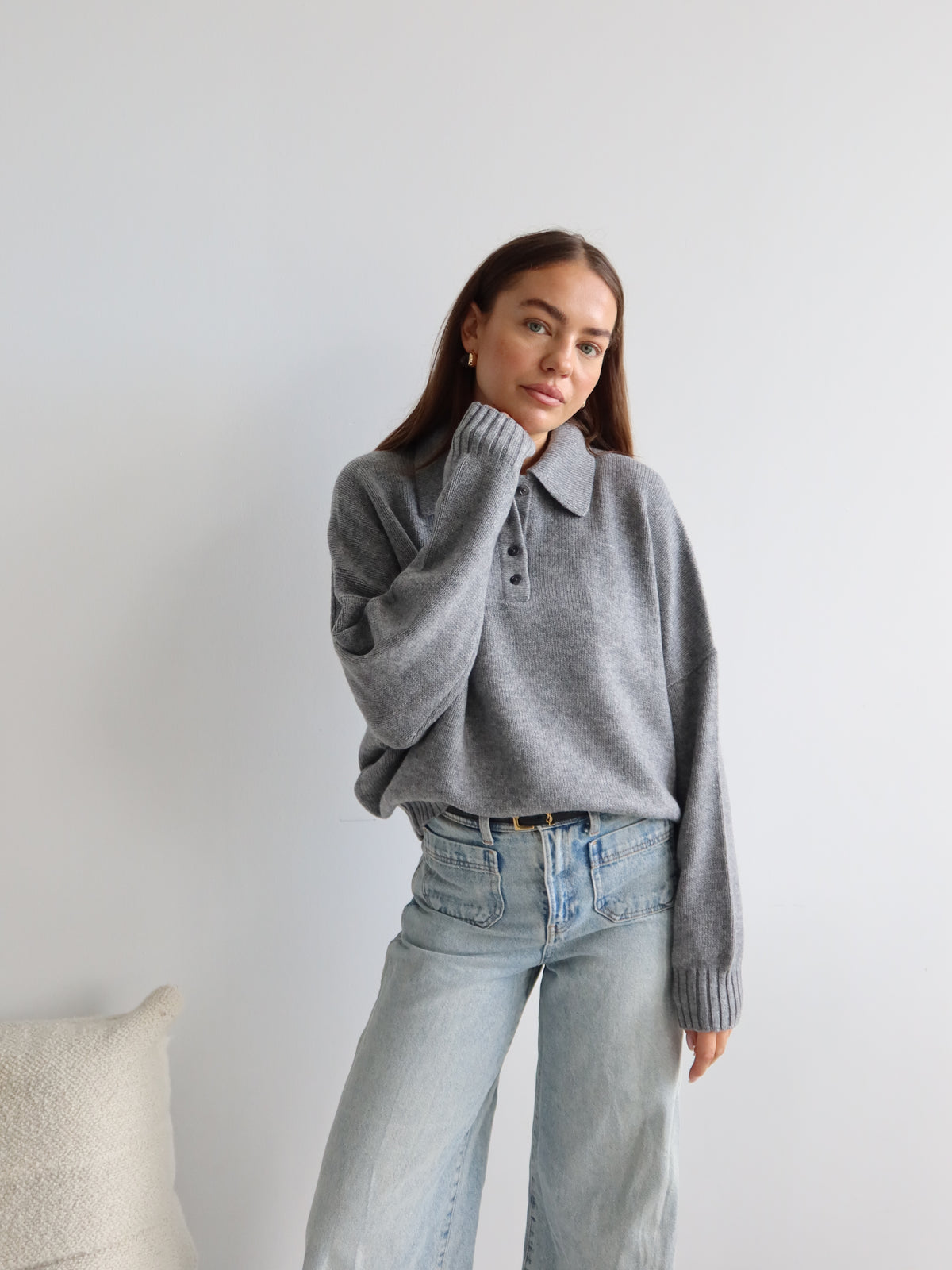 TAMY POLO SWEATSHIRT GREY MELANGE